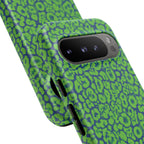 Blue Neon Green  Leopard Tough Phone Case for iPhone, Galaxy, or Google Pixel
