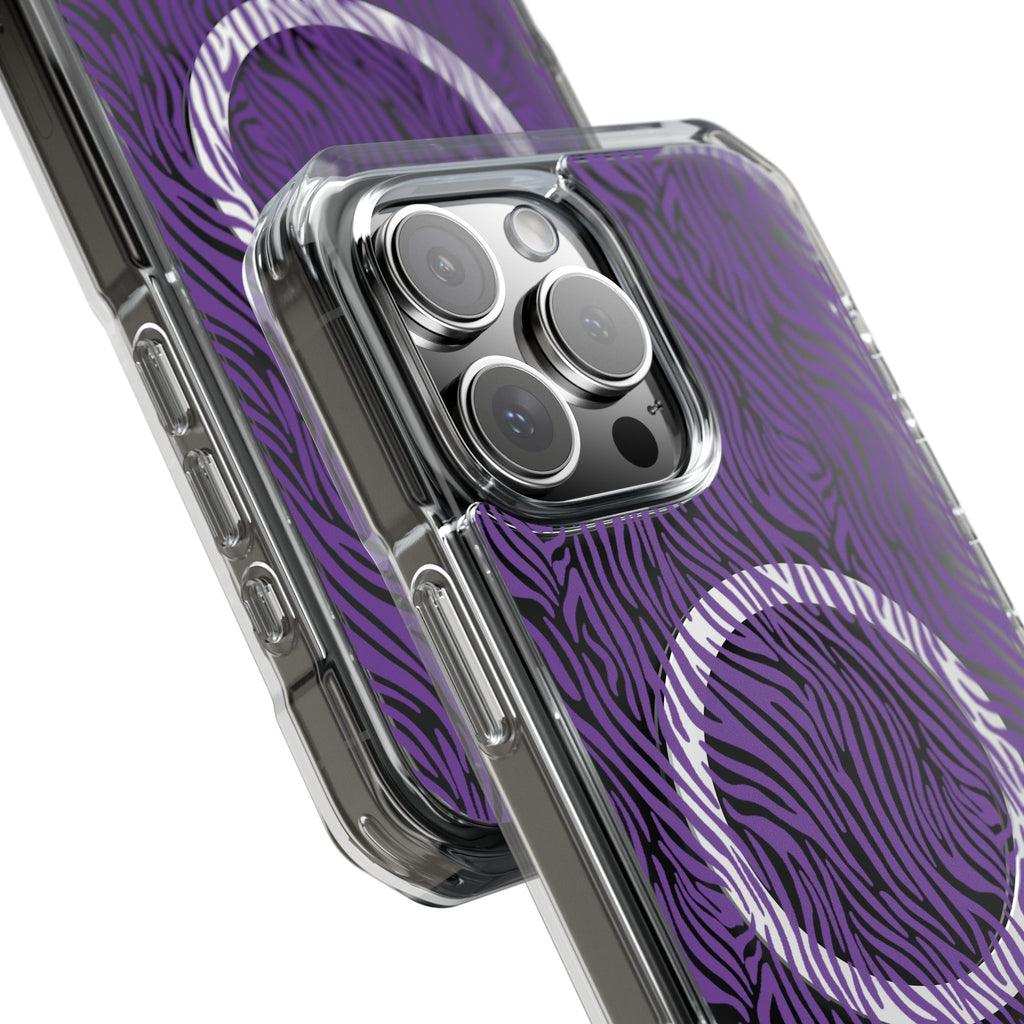 Purple Zebra Magnetic iPhone 14, 15, 16 Series Clear Impact Cases