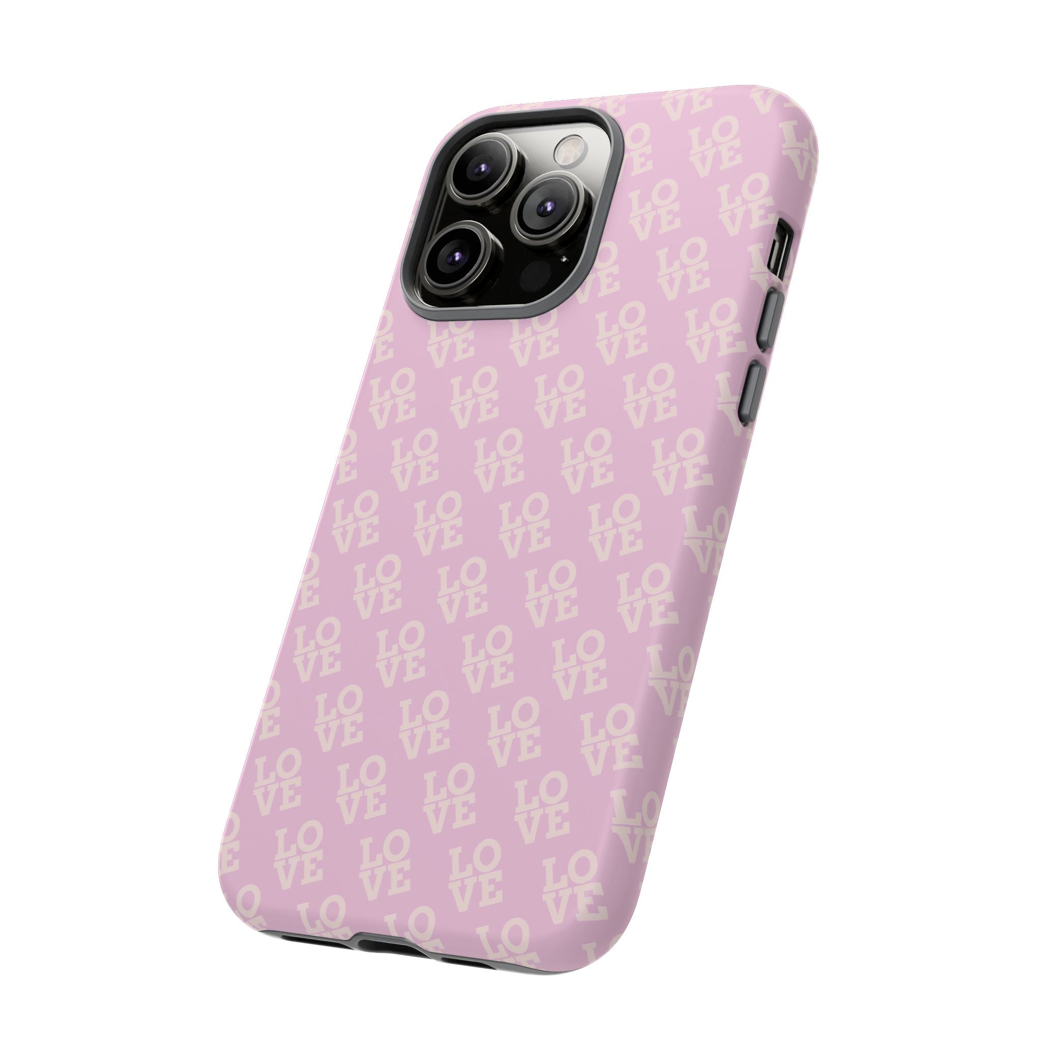 LOVE Pink Tough Phone Case for iPhone, Galaxy, or Google Pixel