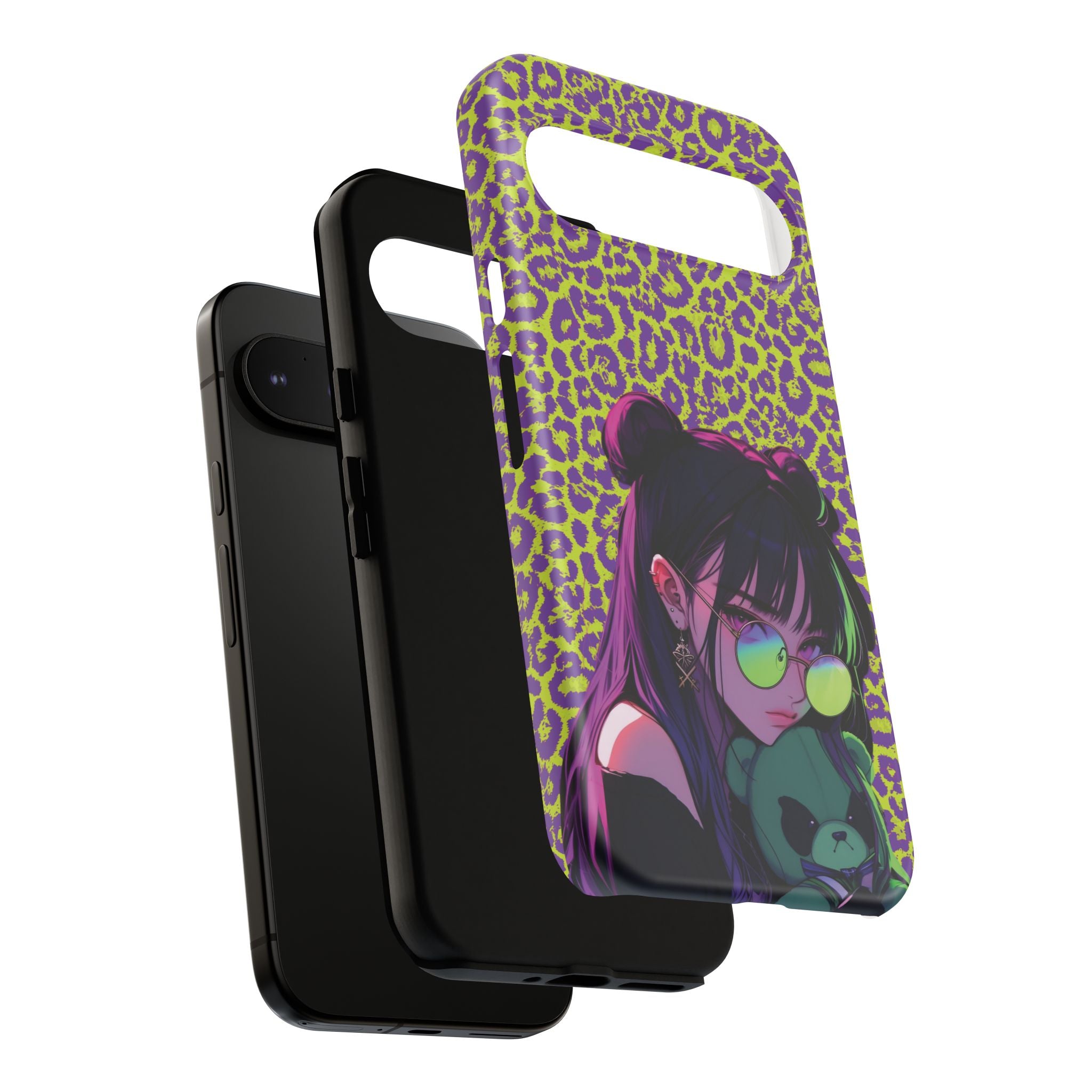 Purple Neon Lime Leopard Kz Tough Case for iPhone, Galaxy, or Google Pixel