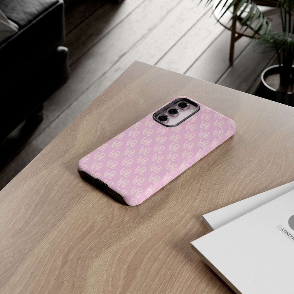 LOVE Pink Tough Phone Case for iPhone, Galaxy, or Google Pixel