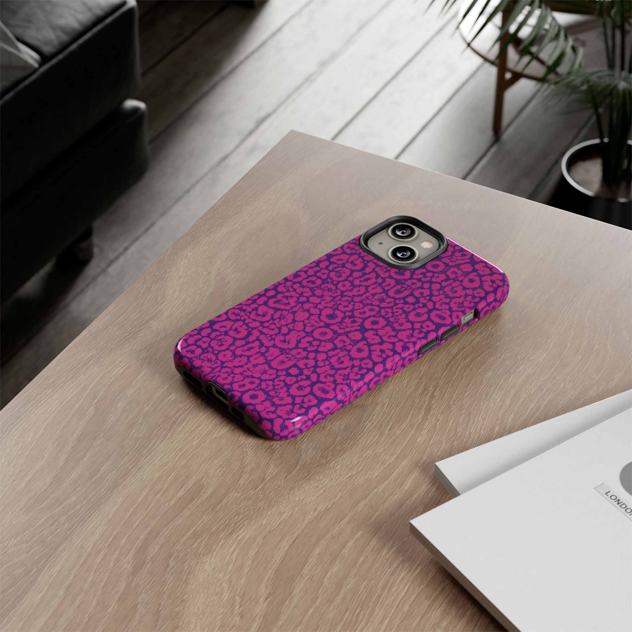 Pink Purple Leopard Tough Phone Case iPhone, Galaxy and Google Pixel