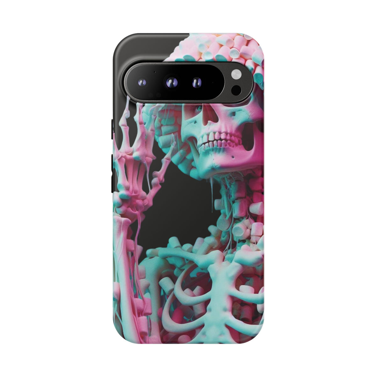 Neon Pink Skeleton (Black) Tough Phone Case for iPhone, Galaxy, or Google Pixel