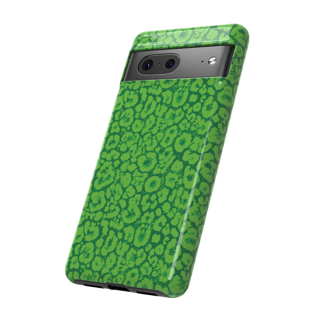 Neon Green Leopard Tough Phone Case for iPhone, Galaxy, or Google Pixel