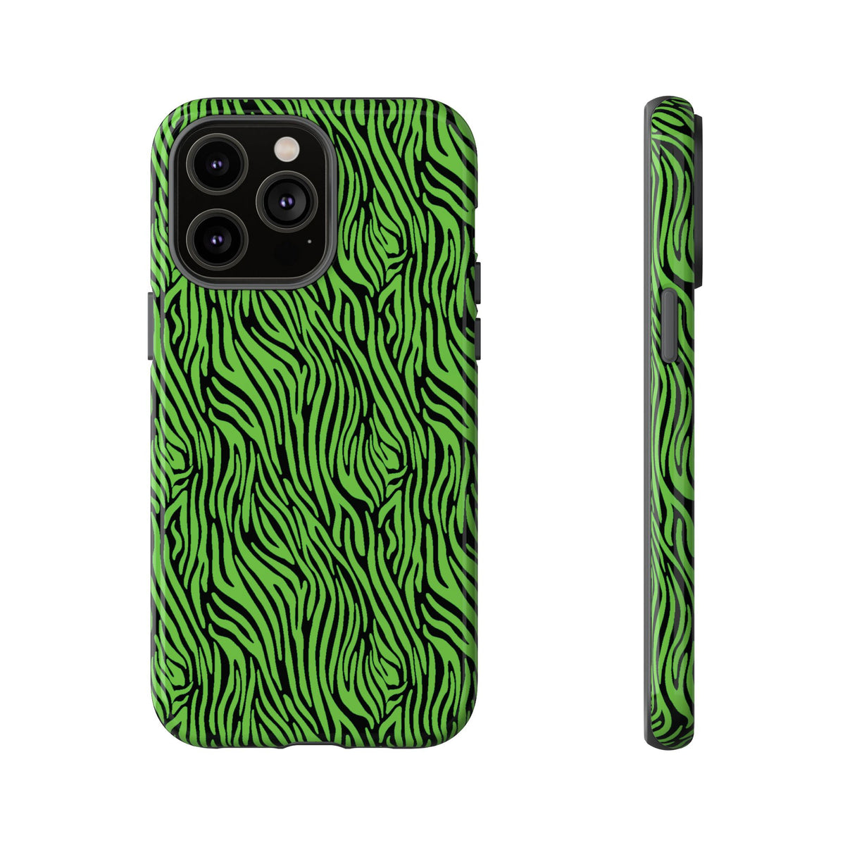 Neon Green Zebra Tough Phone Case iPhone, Galaxy, or Google Pixel