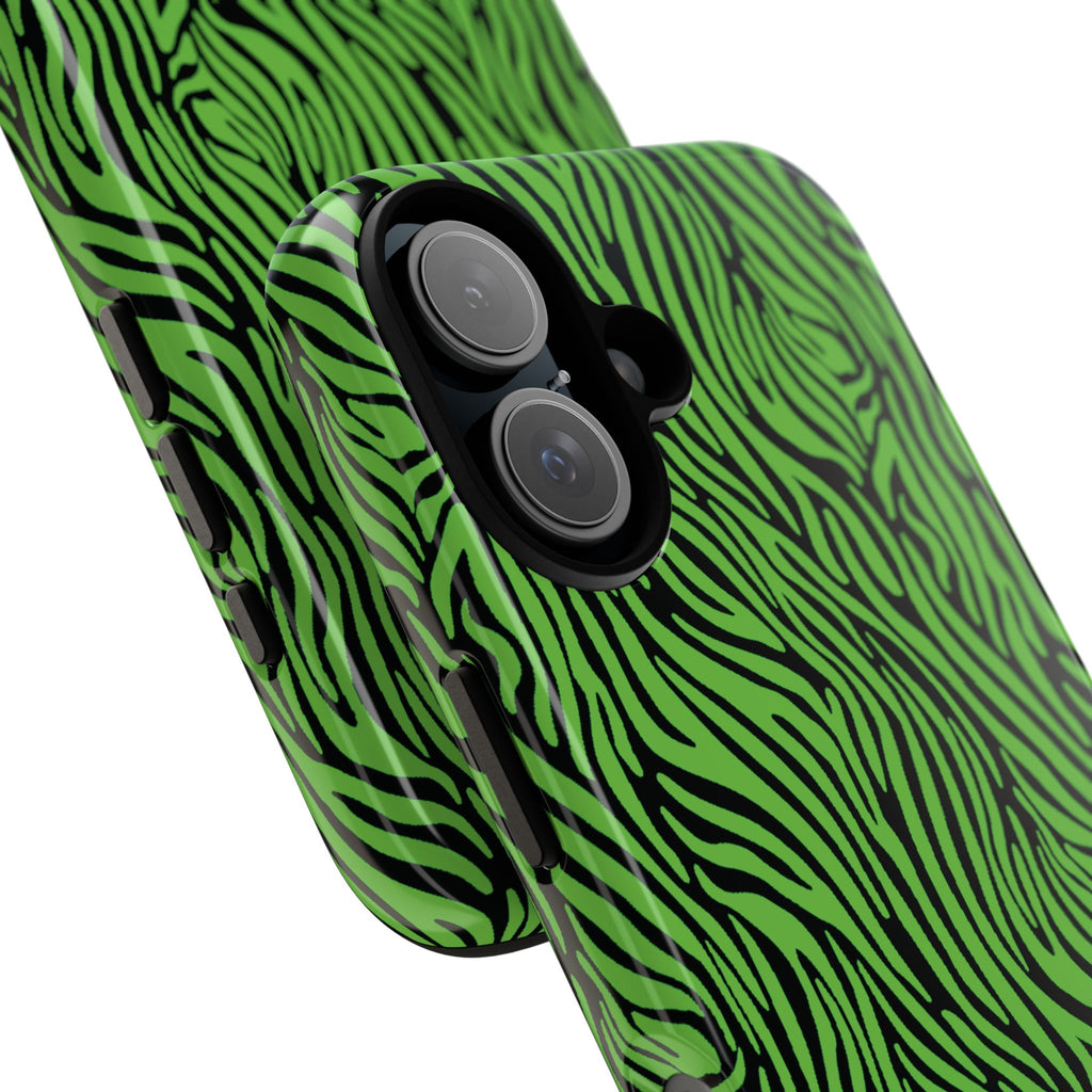 Neon Green Zebra Tough Phone Case iPhone, Galaxy, or Google Pixel