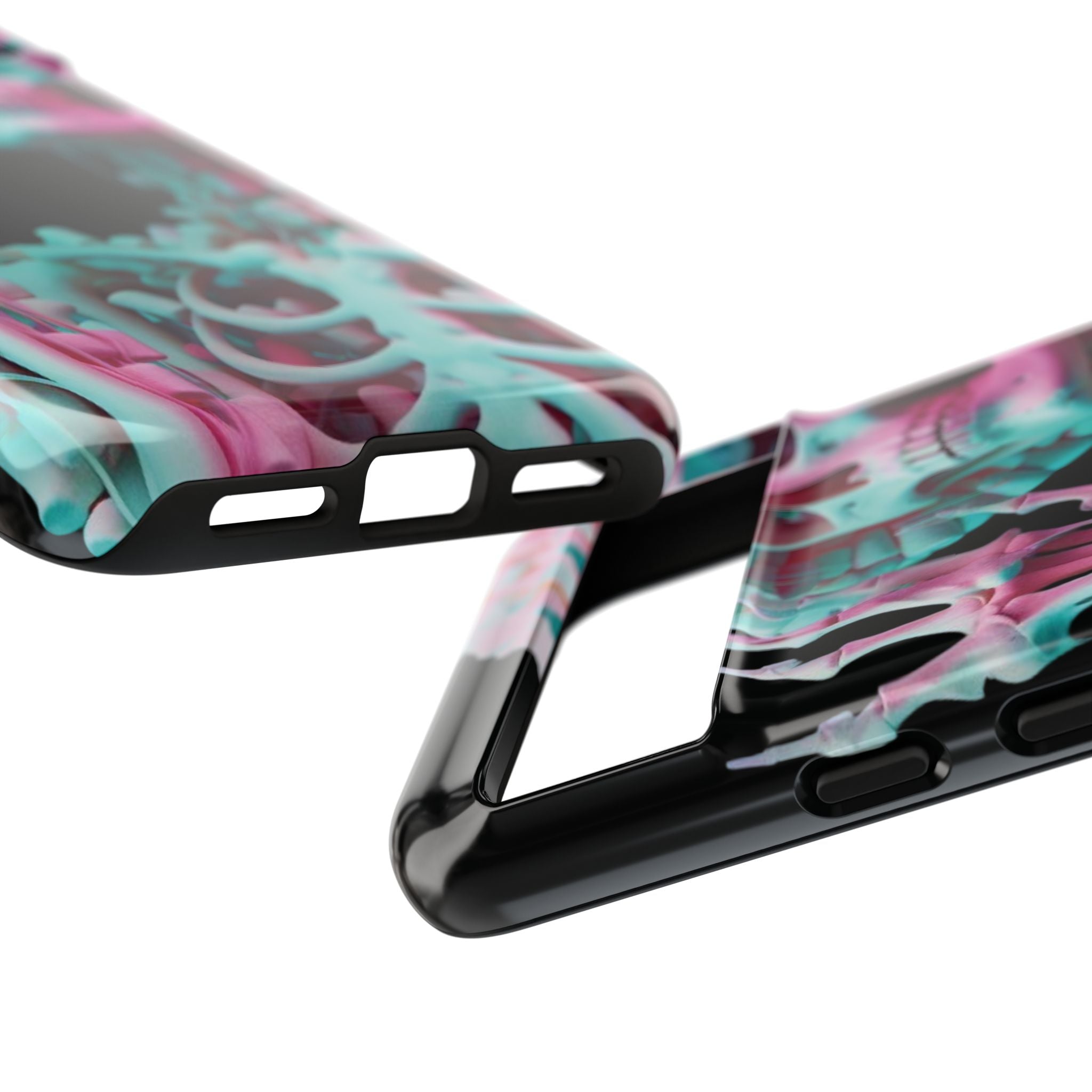 Neon Pink Skeleton (Black) Tough Phone Case for iPhone, Galaxy, or Google Pixel