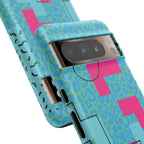 LOVE Aqua Blue Leopard RG Tough Phone Case iPhone, Galaxy, or Google Pixel