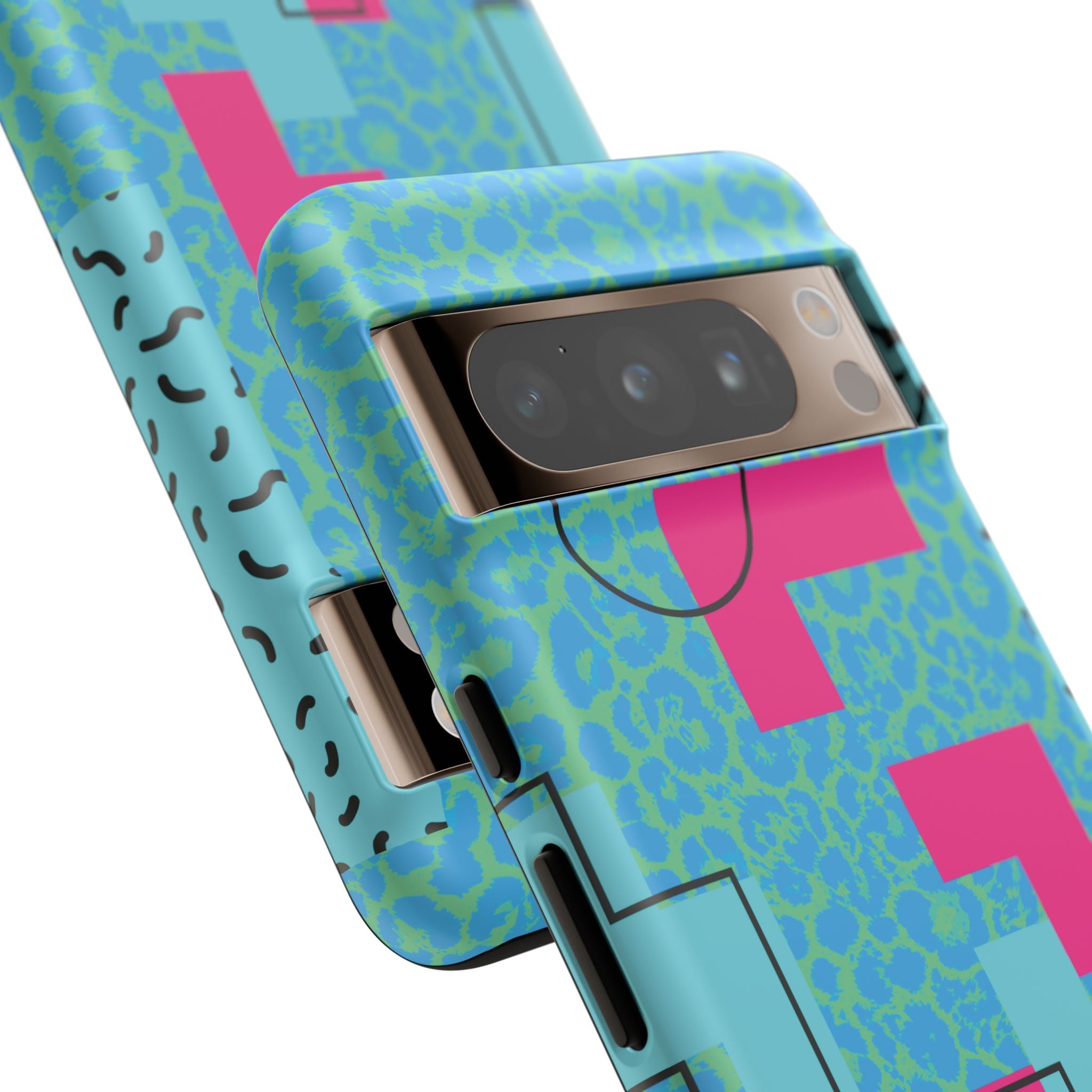 LOVE Aqua Blue Leopard RG Tough Phone Case iPhone, Galaxy, or Google Pixel