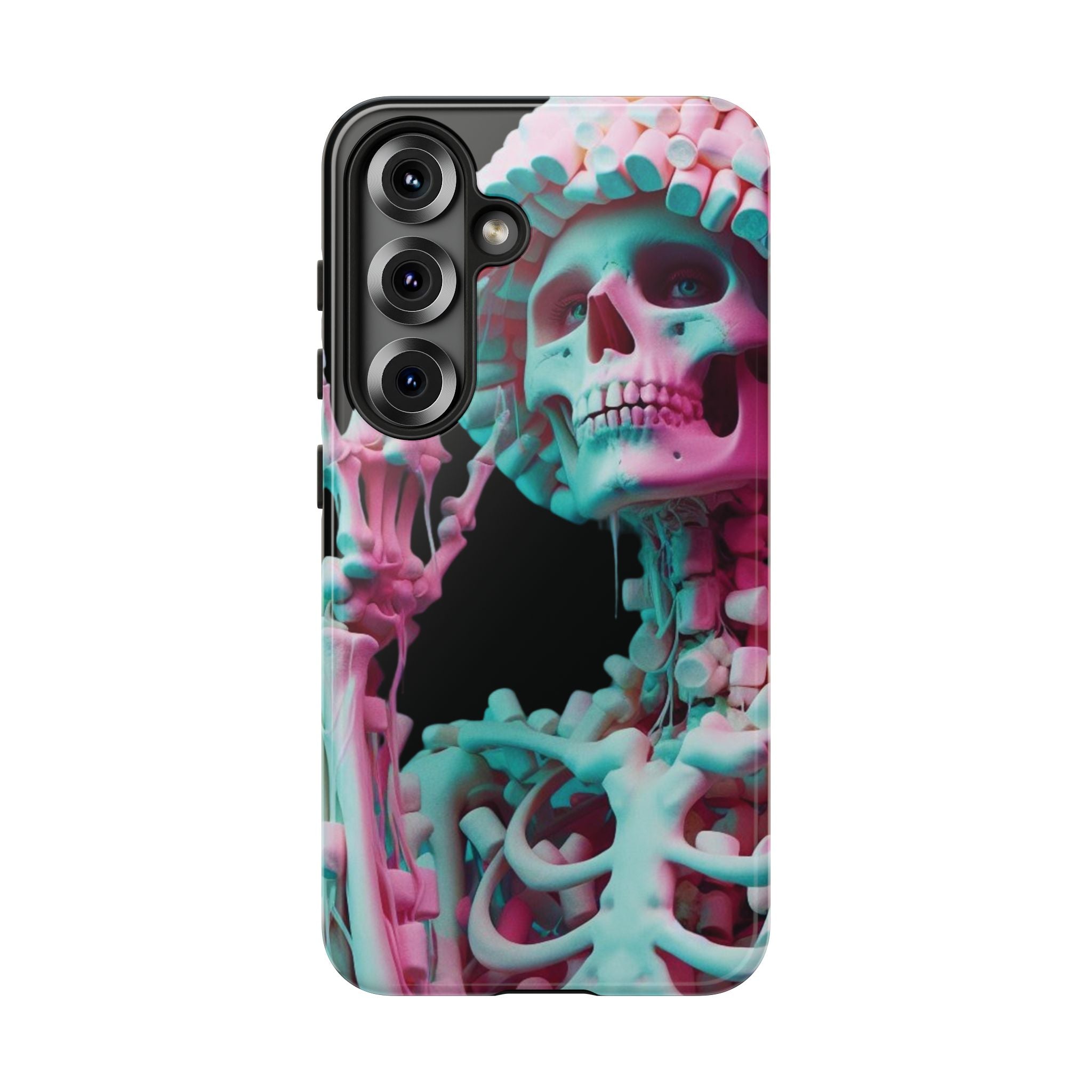 Neon Pink Skeleton (Black) Tough Phone Case for iPhone, Galaxy, or Google Pixel