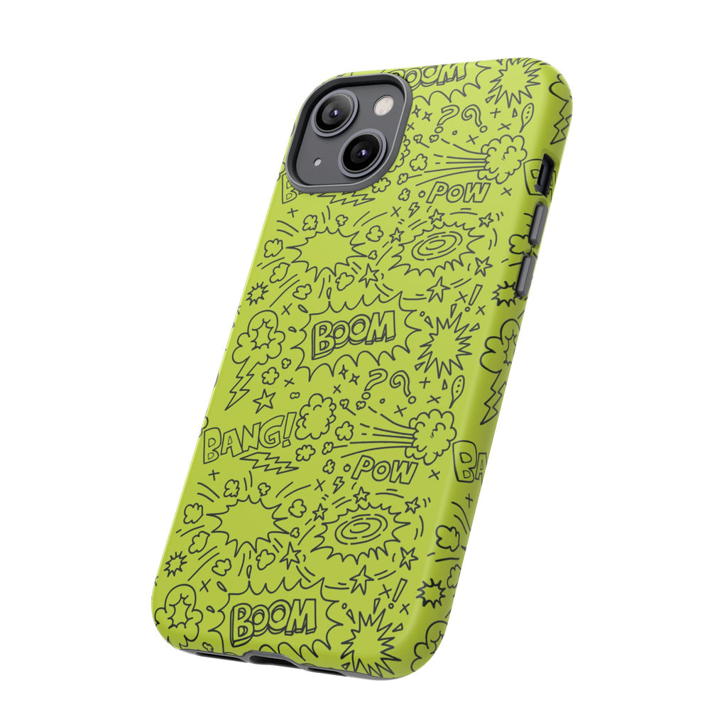 Neon Lime Wow Tough Case for iPhone, Galaxy, or Google Pixel