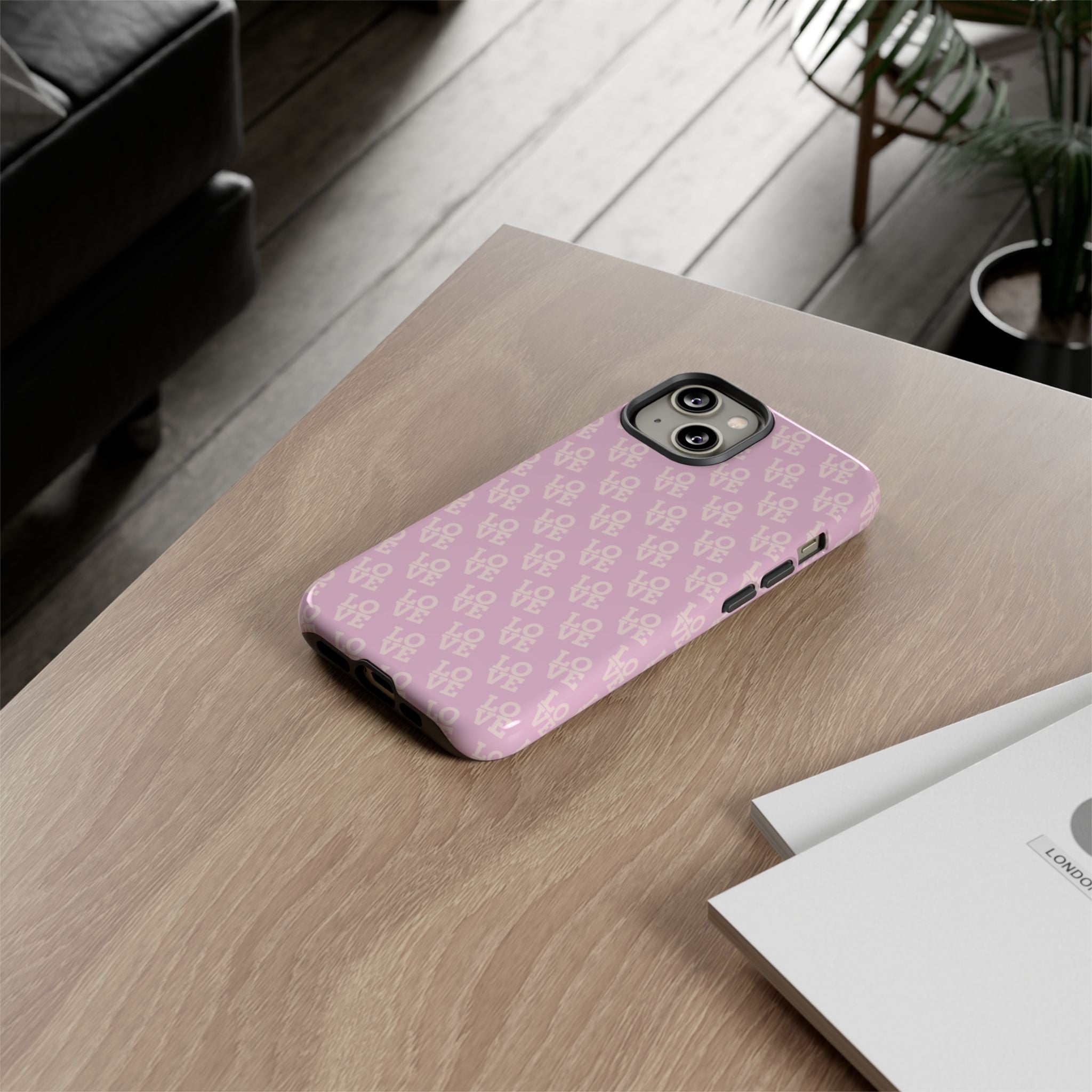 LOVE Pink Tough Phone Case for iPhone, Galaxy, or Google Pixel