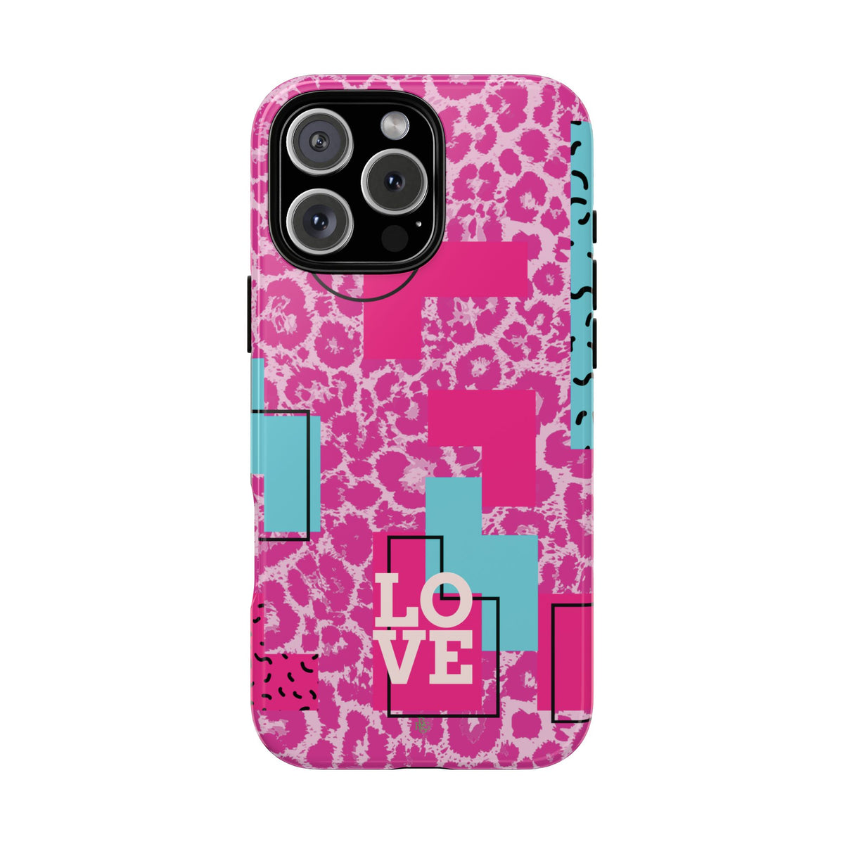 Retro Love Pink Leopard RG Tough Phone Case for iPhone, Galaxy, or Google Pixel
