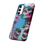 Neon Pink Skeleton Blue Tough Phone Case for iPhone, Galaxy or Google Pixel