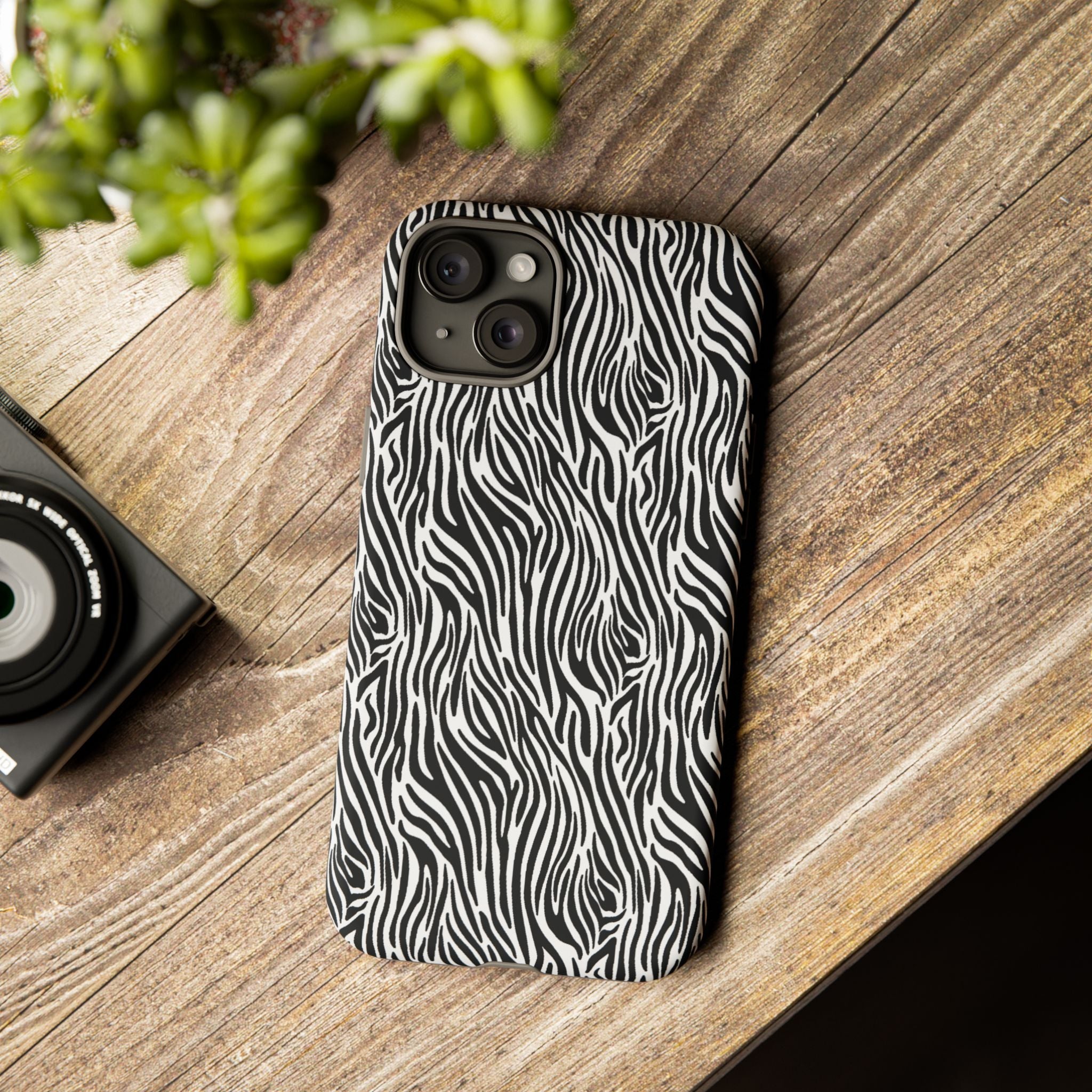 Black and White Zebra Print Tough Case iPhone, Galaxy and Google Pixel
