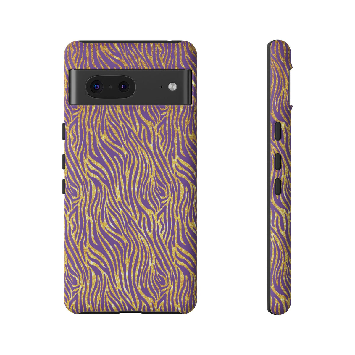 Vibrant Purple Gold Zebra Tough Phone Case iPhone, Galaxy, or Google Pixel