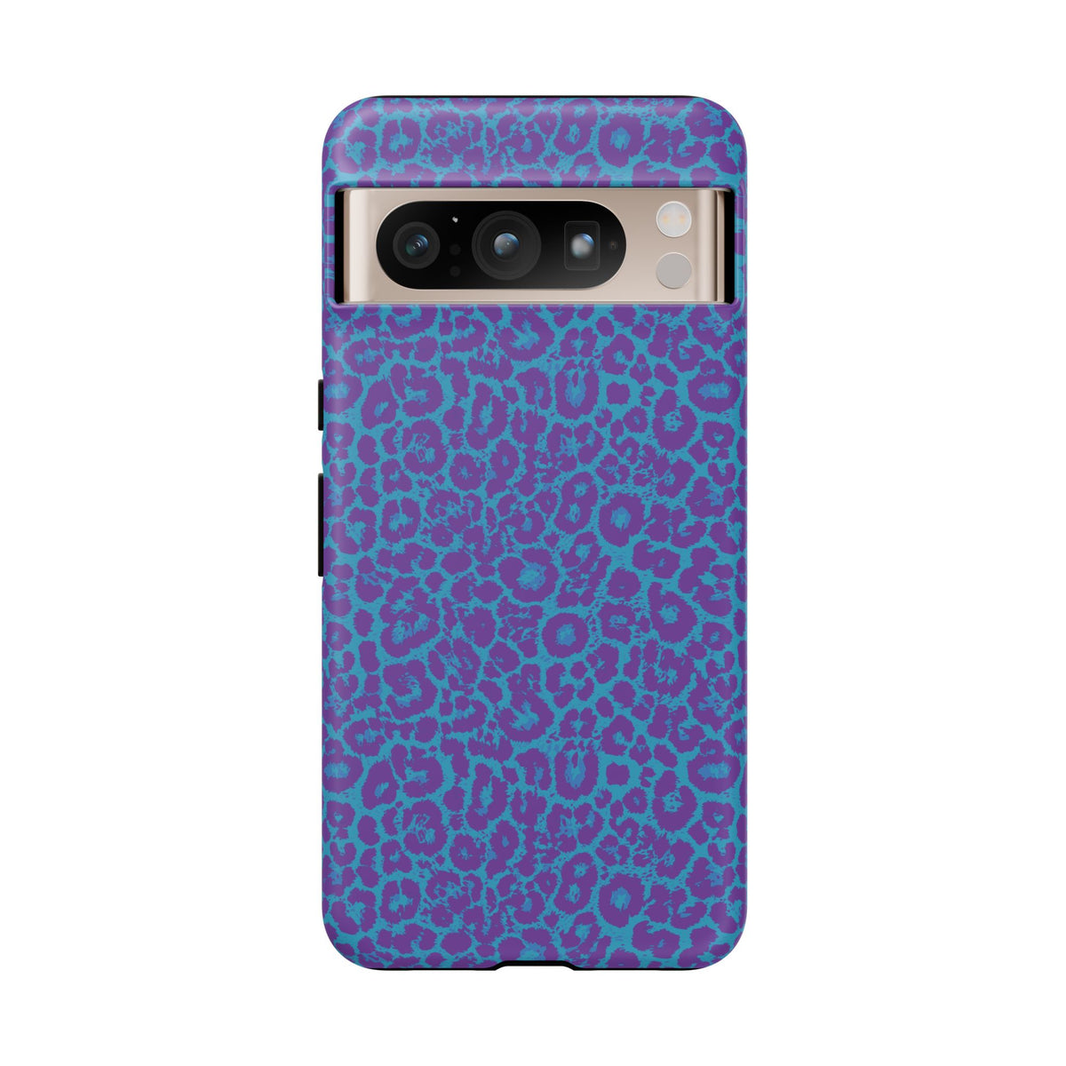 Leopard Printed Purple Blue Tough Phone Case for iPhone, Galaxy, or Google Pixel