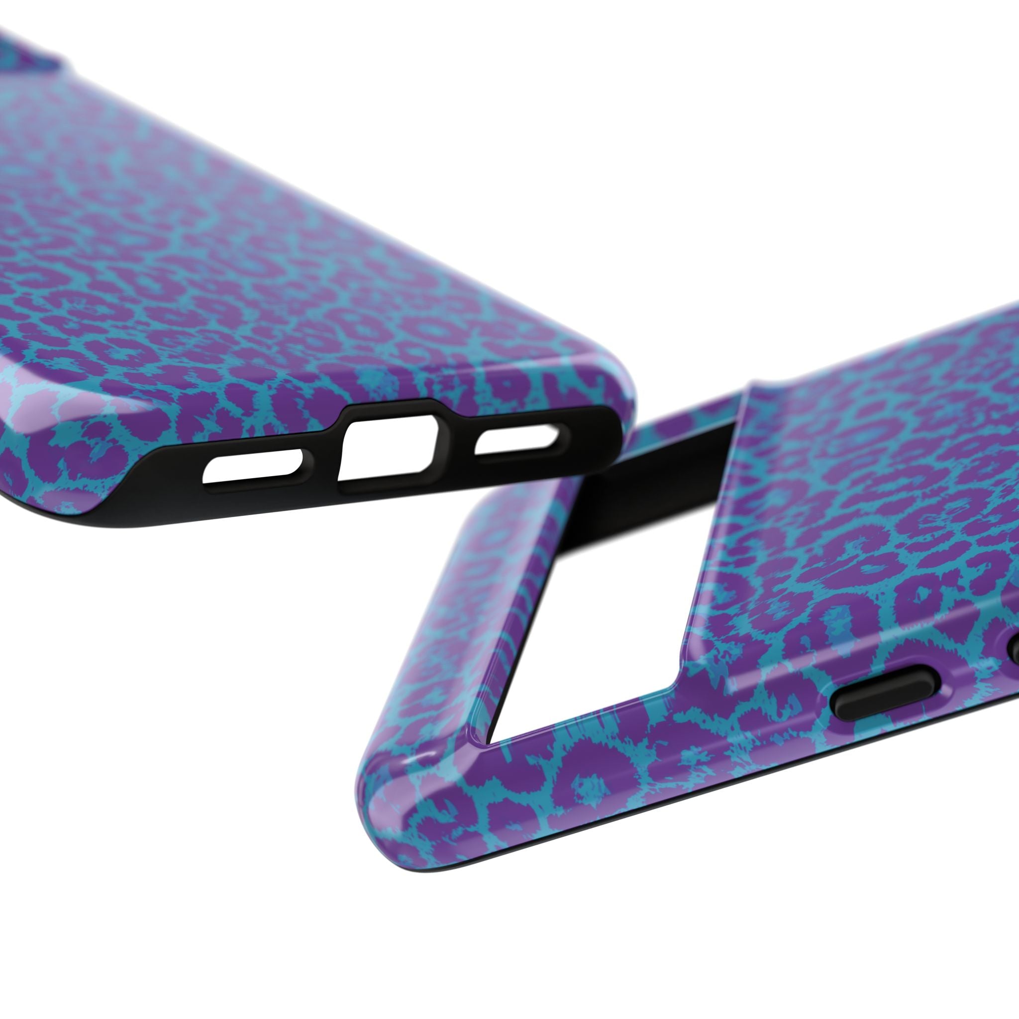 Leopard Printed Purple Blue Tough Phone Case for iPhone, Galaxy, or Google Pixel