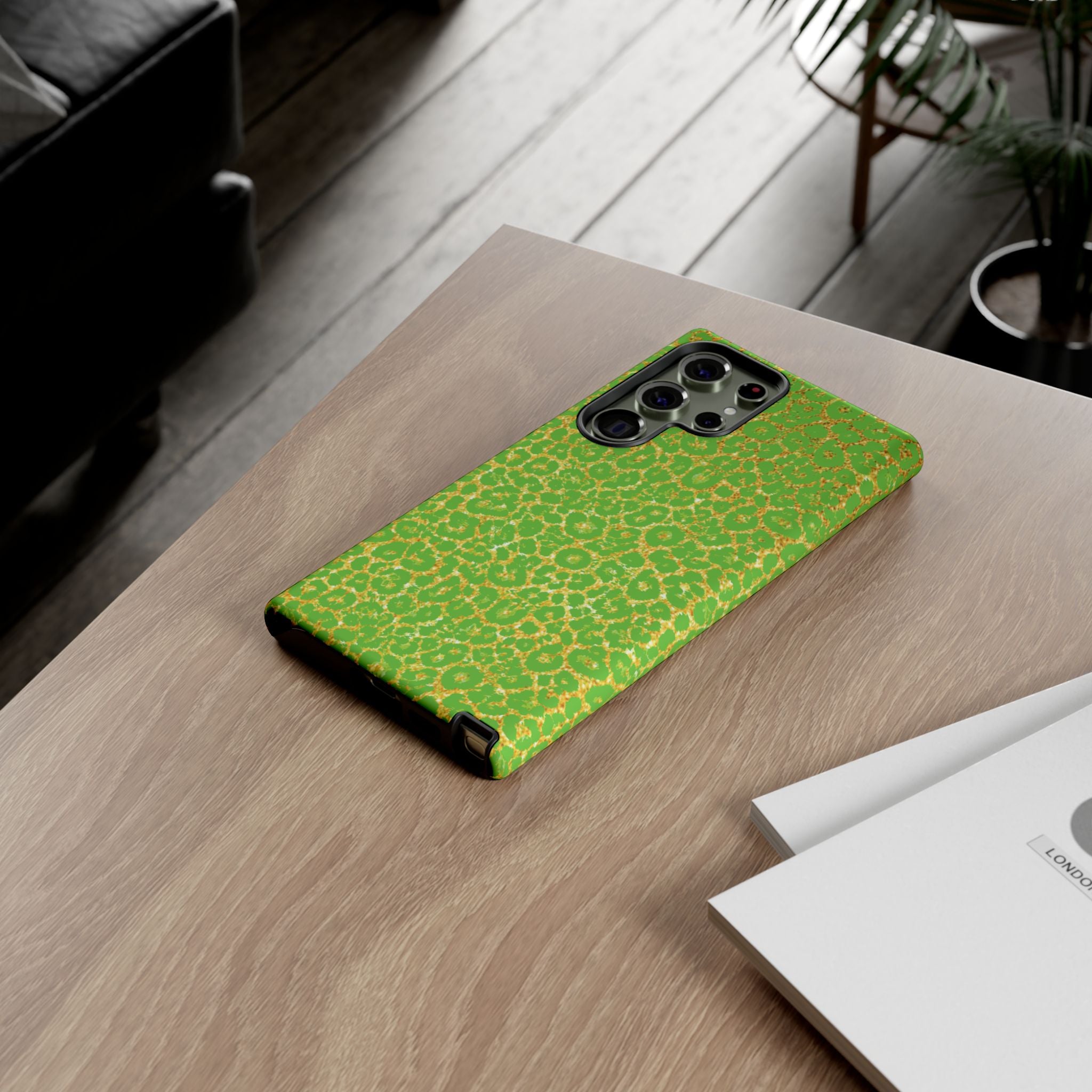 Neon Green Gold Leopard Tough Phone Case iPhone, Galaxy, or Google Pixel