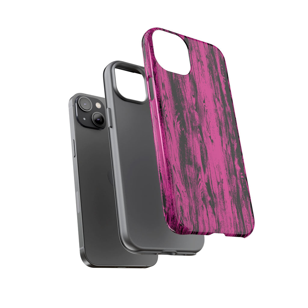 Hot Pink wood print Design Tough Phone Case for iPhone, Galaxy, or Google Pixel
