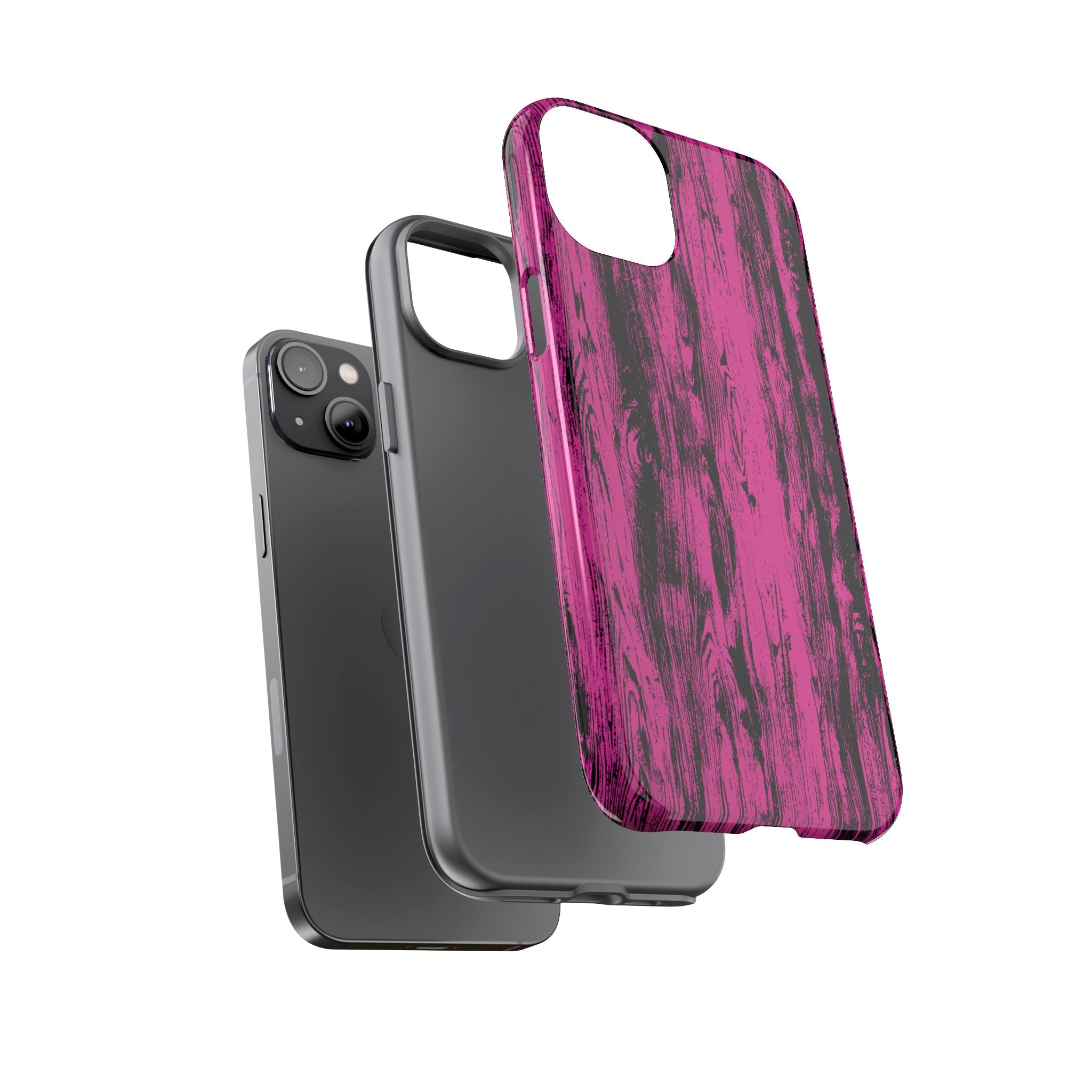 Hot Pink wood print Design Tough Phone Case for iPhone, Galaxy, or Google Pixel