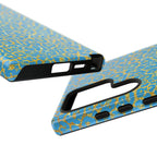 Blue Gold Leopard Tough Phone Case for iPhone, Galaxy, or Google Pixel