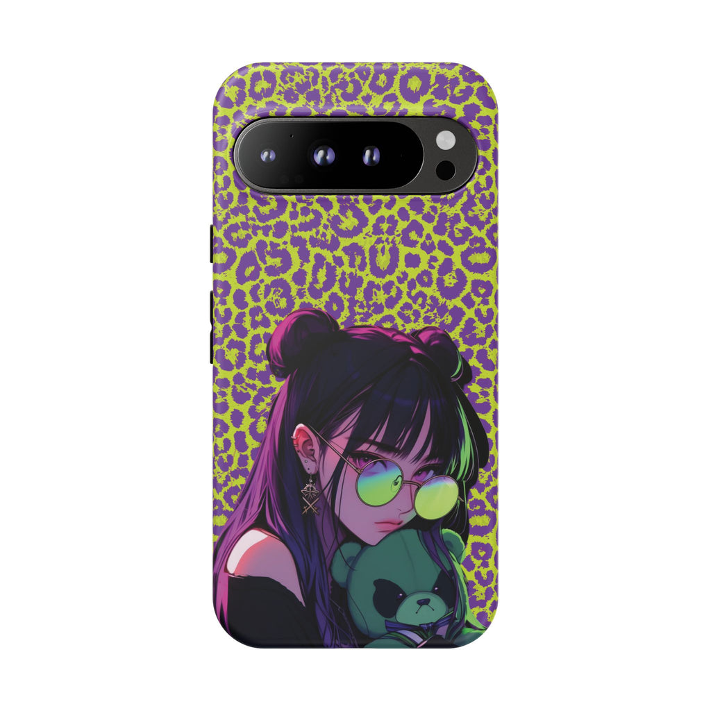 Purple Neon Lime Leopard Kz Tough Case for iPhone, Galaxy, or Google Pixel