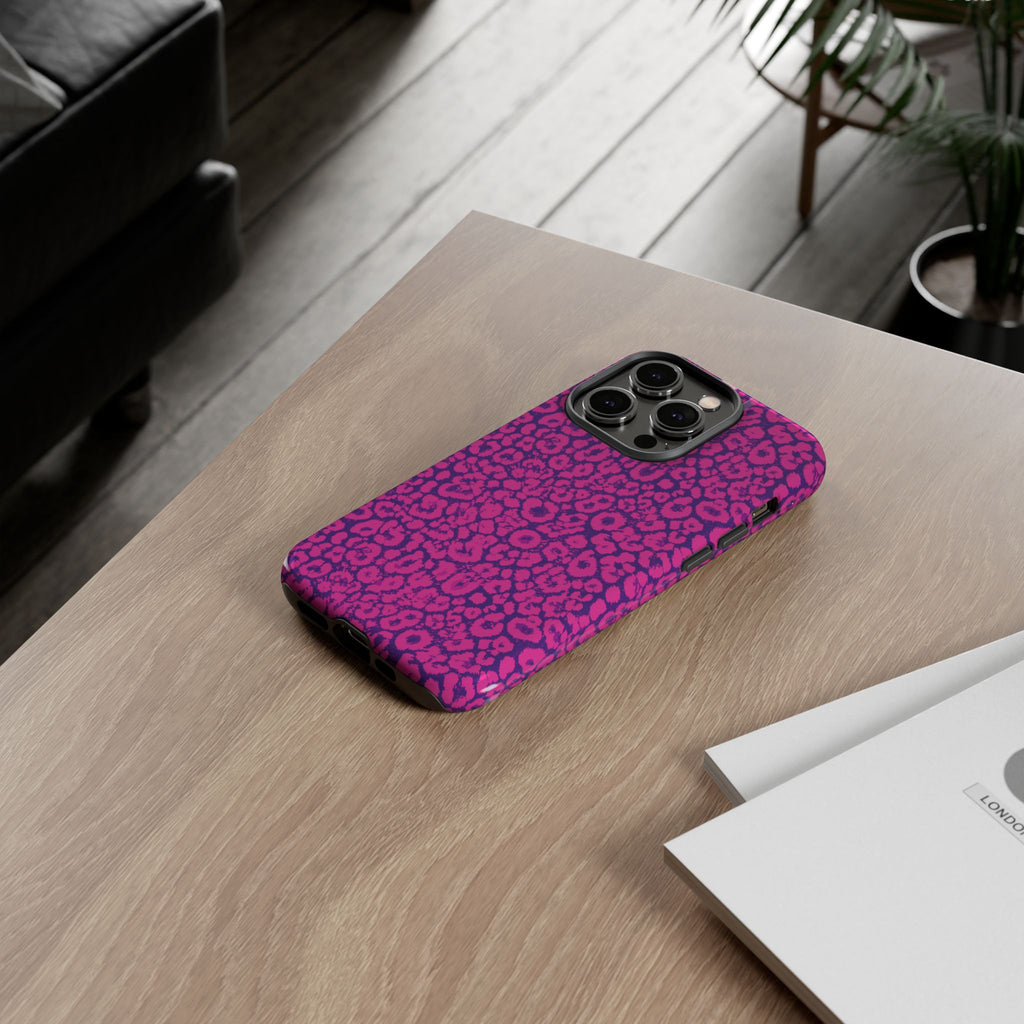 Pink Purple Leopard Tough Phone Case iPhone, Galaxy and Google Pixel