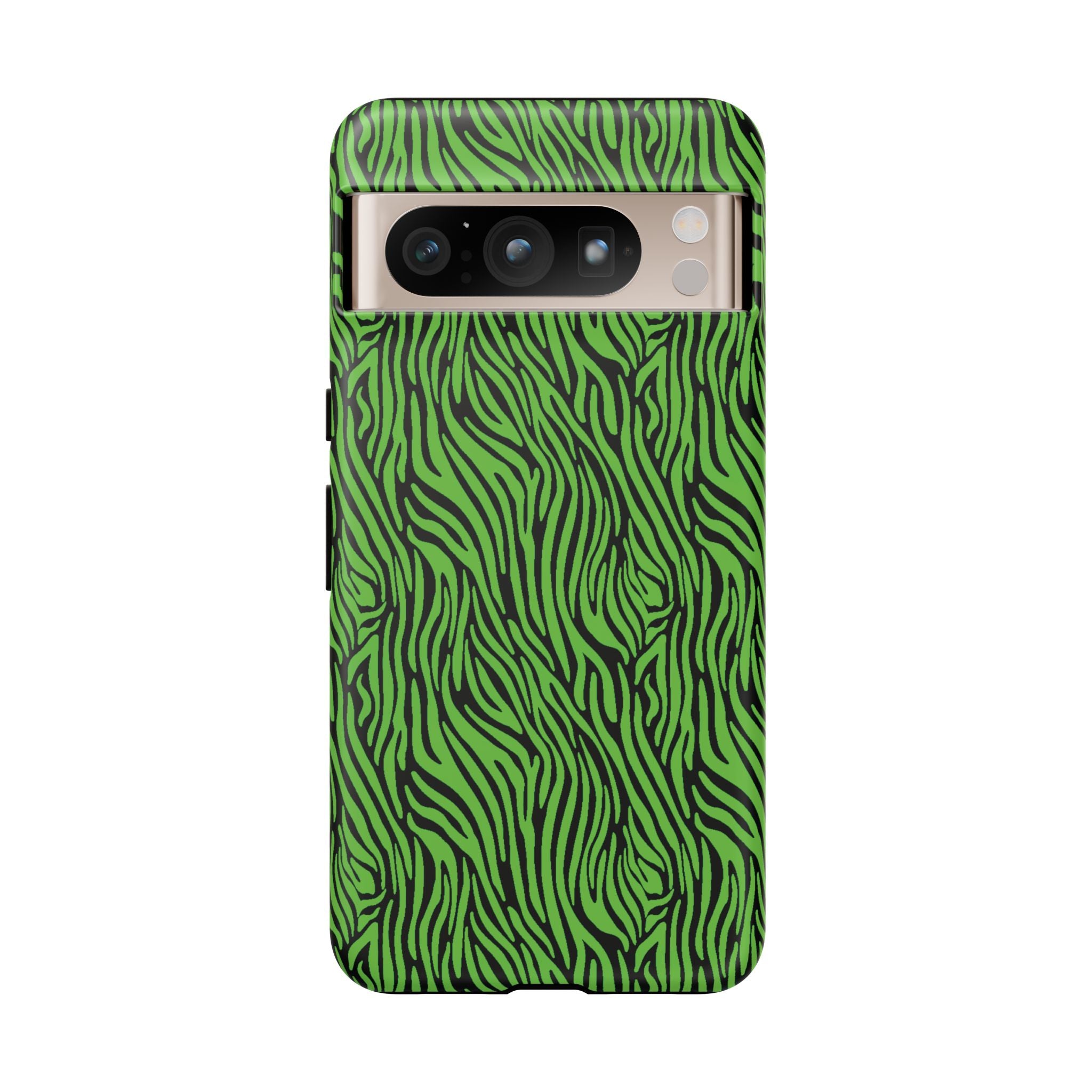 Neon Green Zebra Tough Phone Case iPhone, Galaxy, or Google Pixel