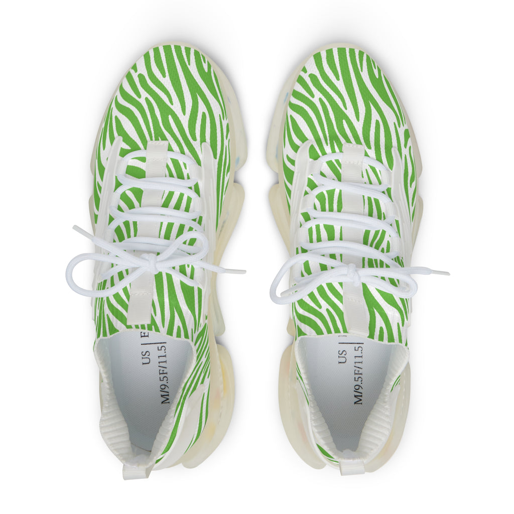 Neon Green Zebra Men's Mesh Sneakers