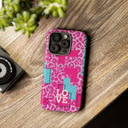 Retro Love Pink Leopard RG Tough Phone Case for iPhone, Galaxy, or Google Pixel