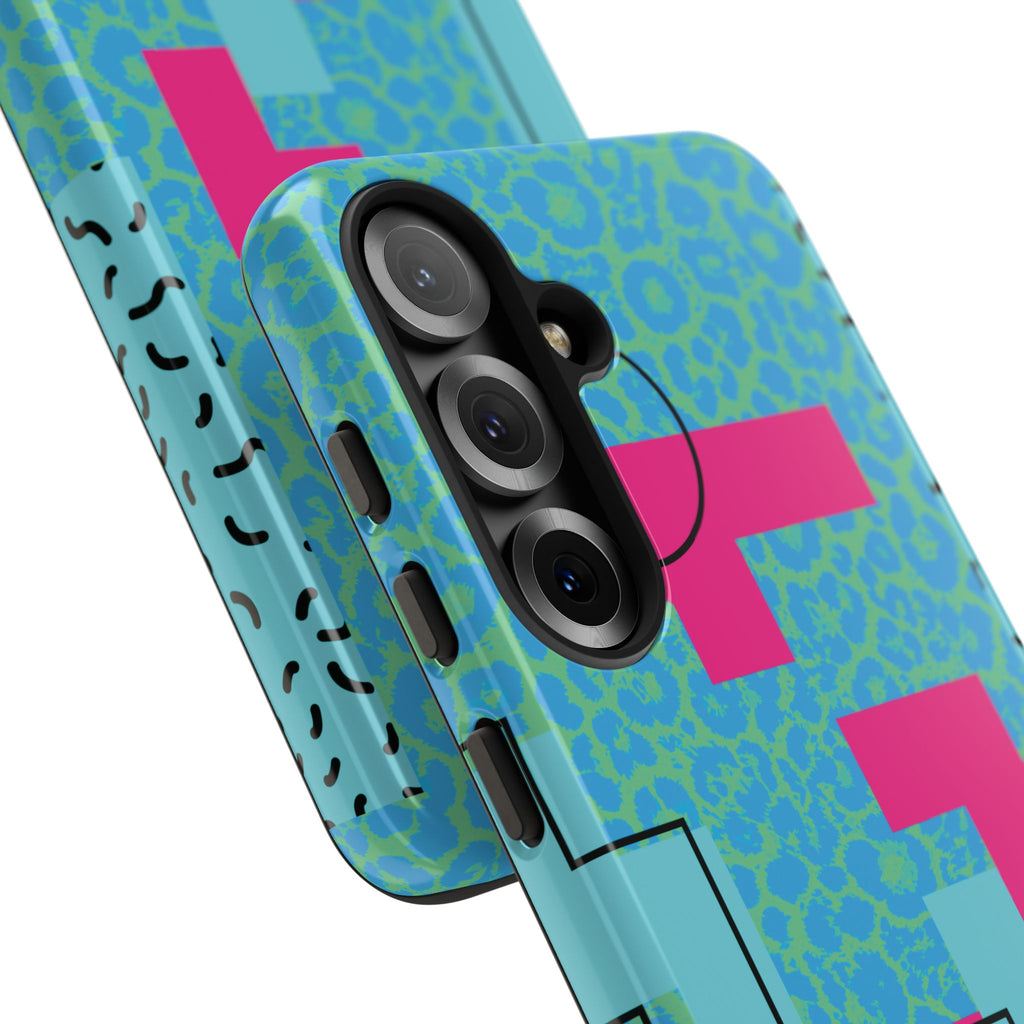 LOVE Aqua Blue Leopard RG Tough Phone Case iPhone, Galaxy, or Google Pixel