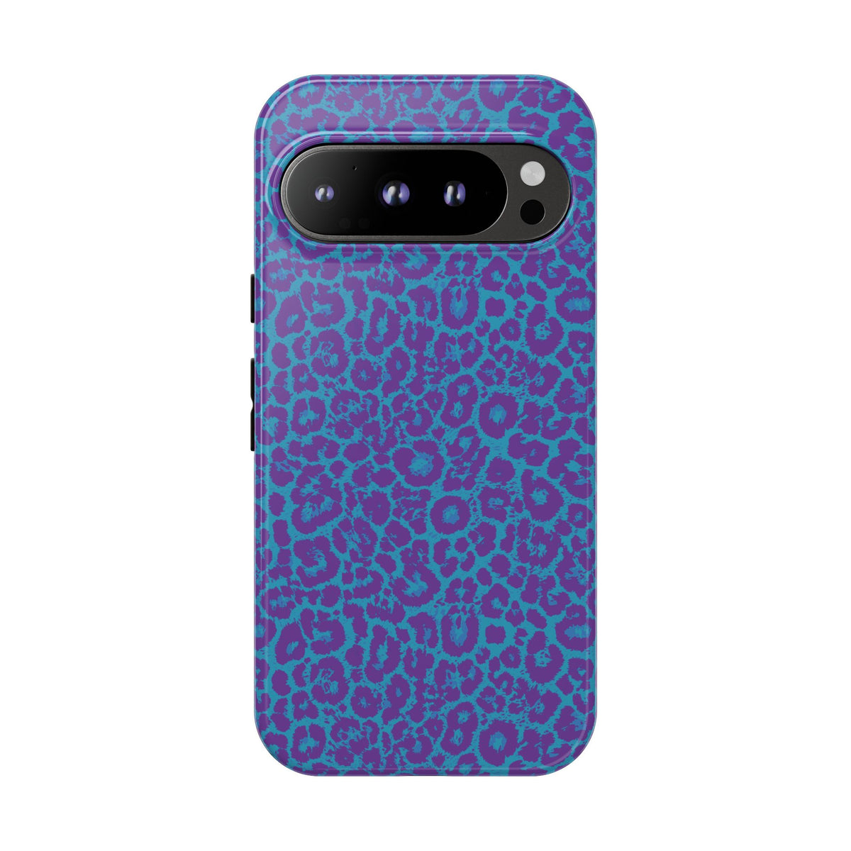 Leopard Printed Purple Blue Tough Phone Case for iPhone, Galaxy, or Google Pixel