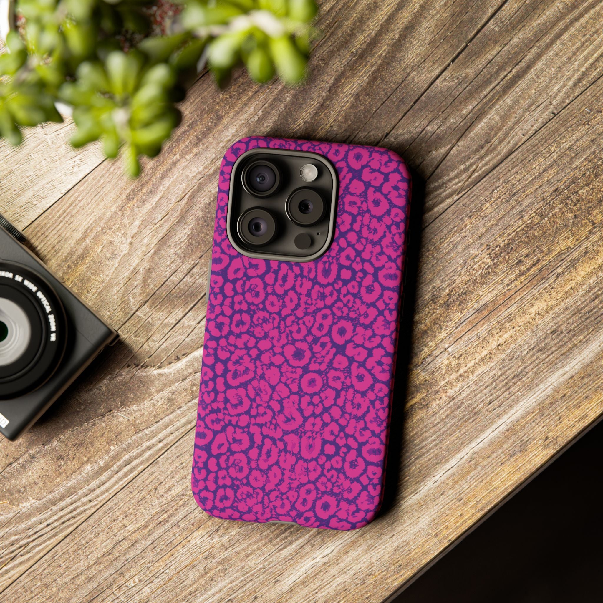 Pink Purple Leopard Tough Phone Case iPhone, Galaxy and Google Pixel
