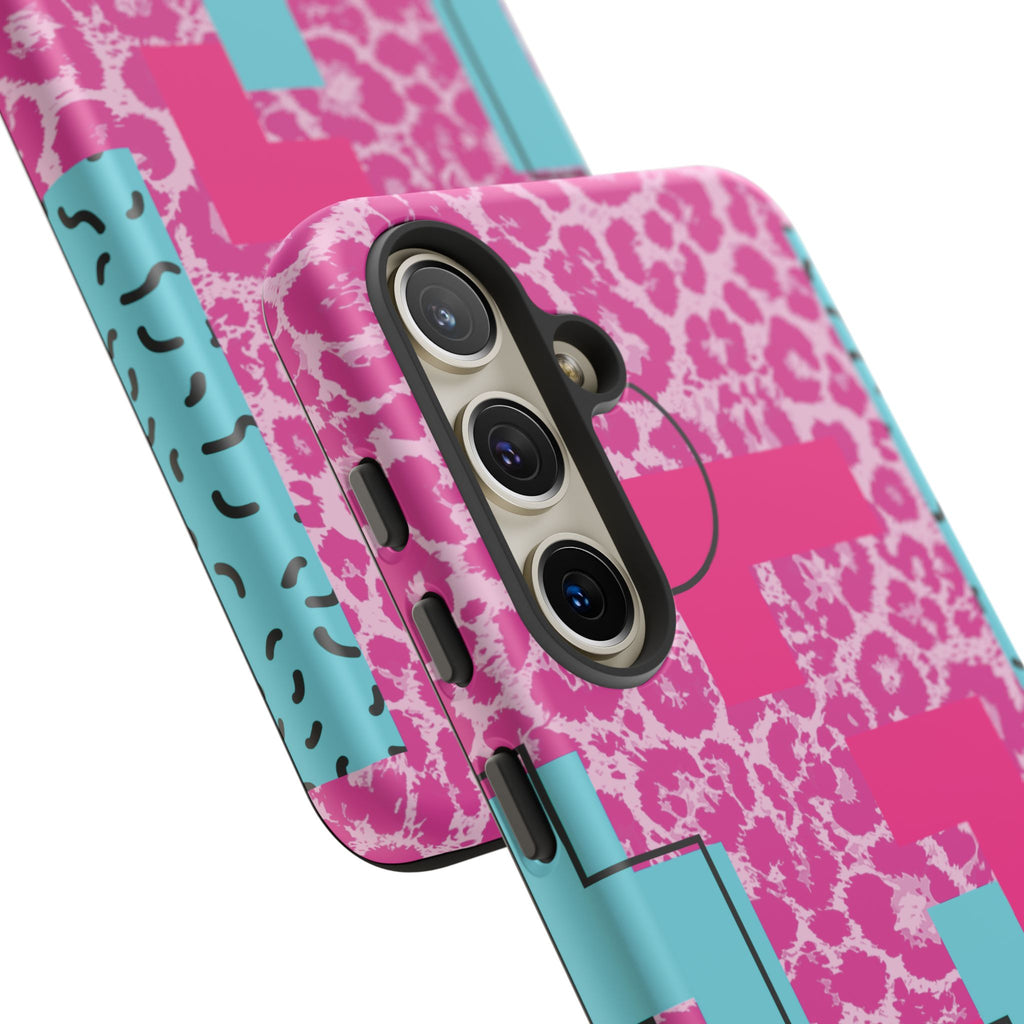 Retro Love Pink Leopard RG Tough Phone Case for iPhone, Galaxy, or Google Pixel