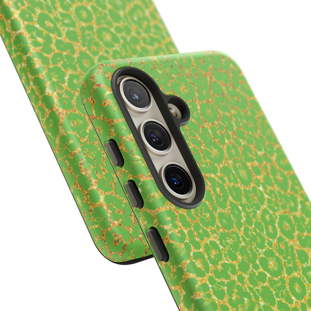 Neon Green Gold Leopard Tough Phone Case iPhone, Galaxy, or Google Pixel