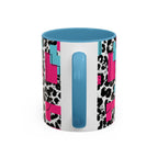Retro Vibes Love Blocks Leopard Print Coffee Mug Kitchen Decor, Gift