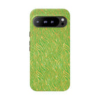 Neon Green Gold Zebra Tough Phone Case for iPhone, Galaxy, or Google Pixel