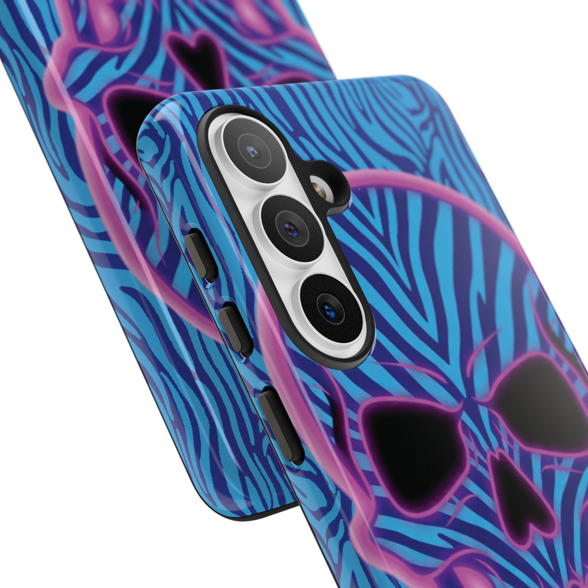Neon Zebra Skull Tough Phone Case for iPhone, Galaxy, or Google Pixel