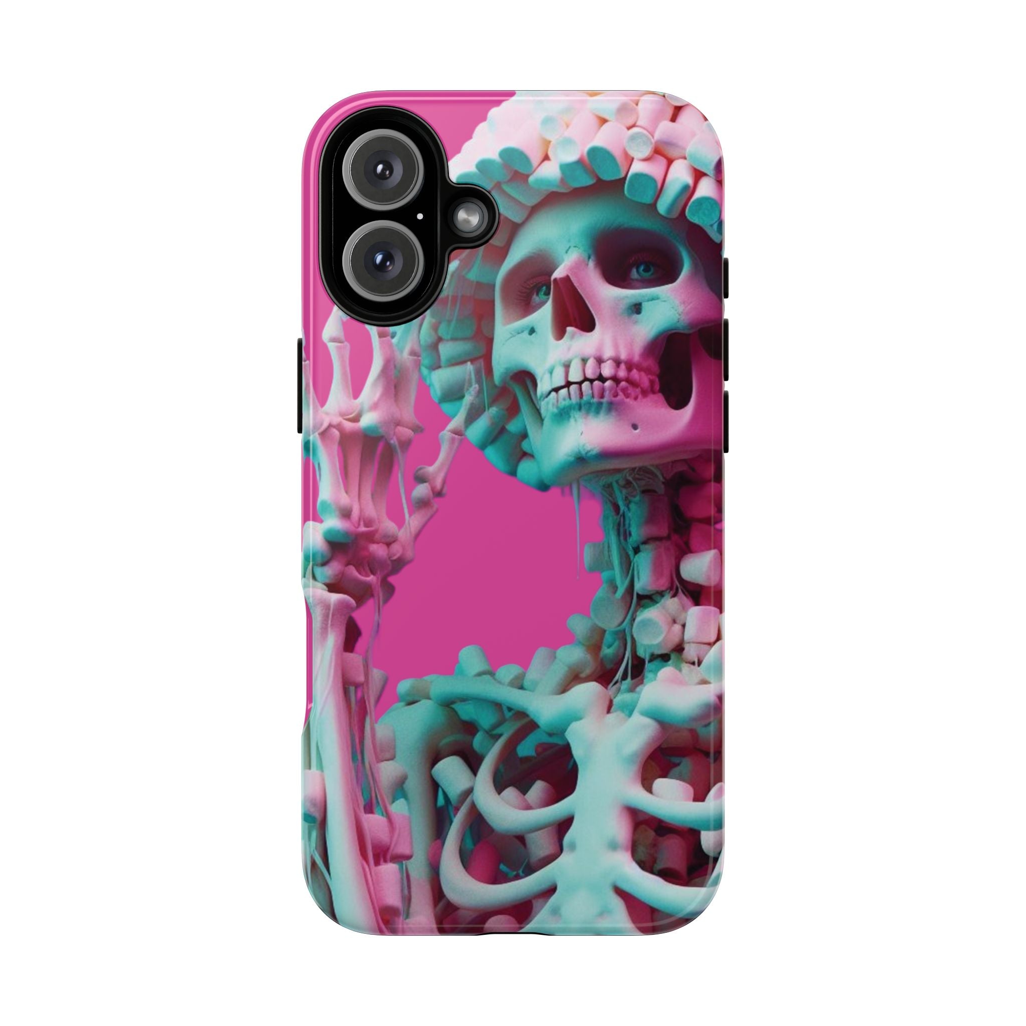 Neon Pink Skeleton Tough Phone Case for iPhone, Galaxy and Google Pixel