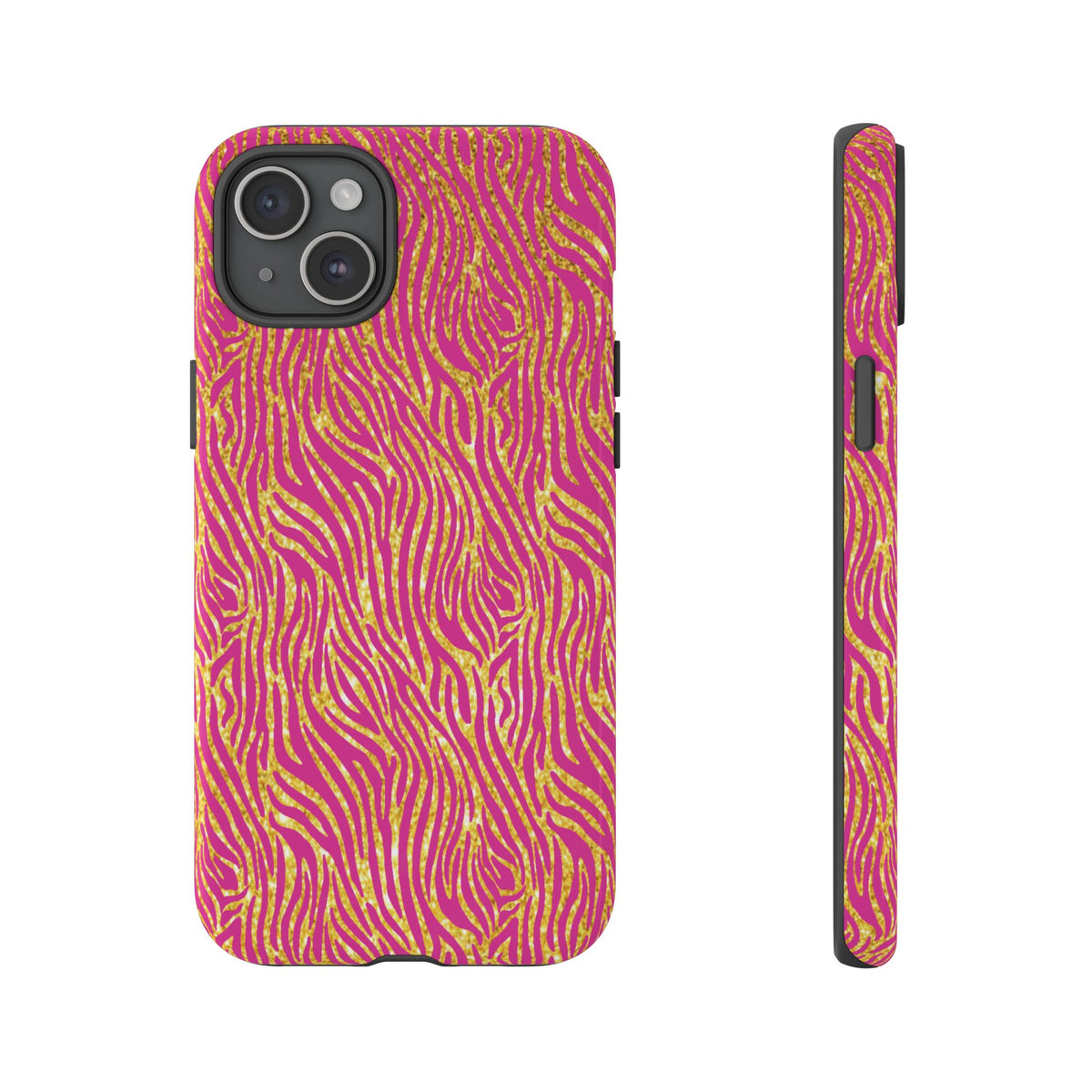 Pink Gold Zebra Print Tough Case for iPhone, Galaxy, or Google Pixel