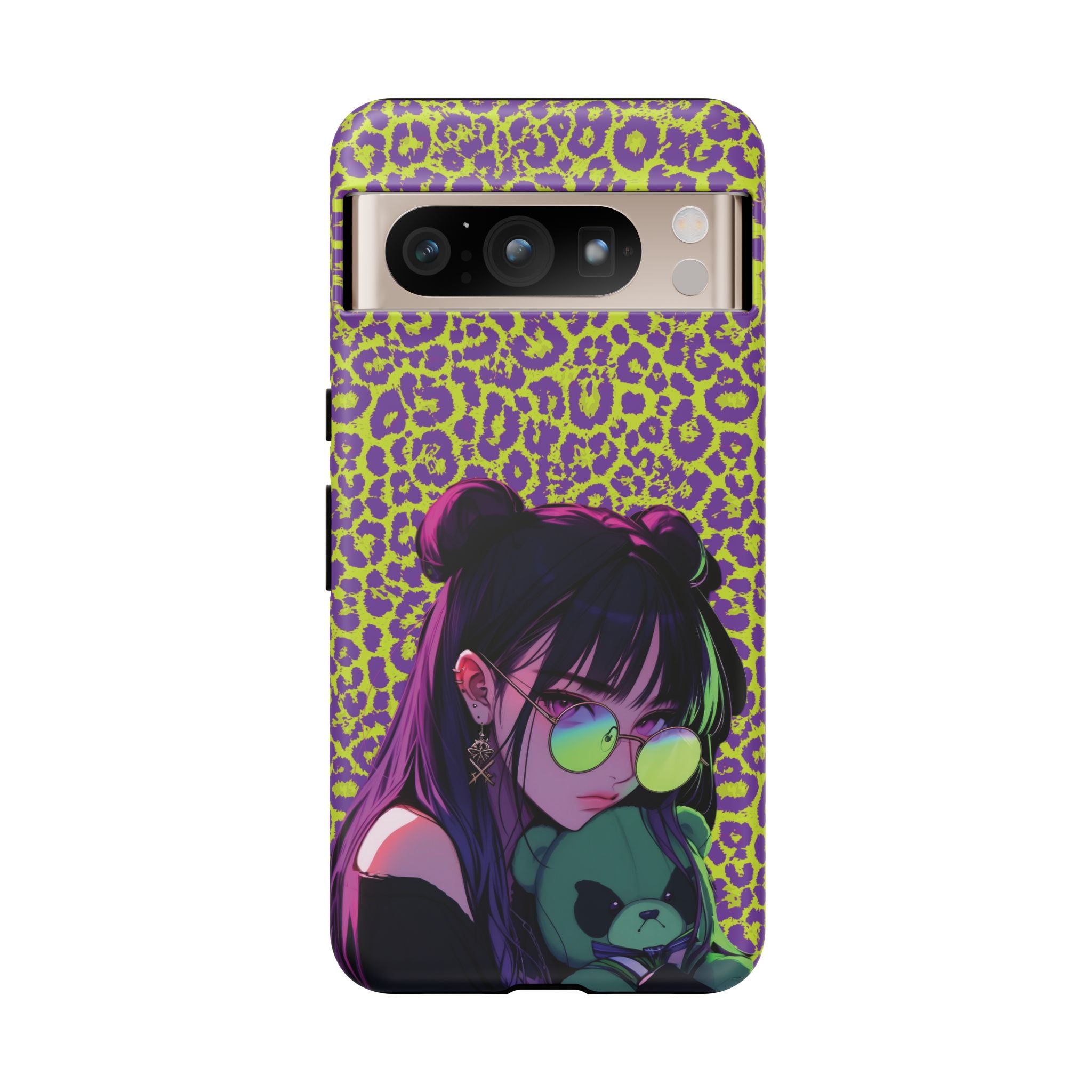 Purple Neon Lime Leopard Kz Tough Case for iPhone, Galaxy, or Google Pixel