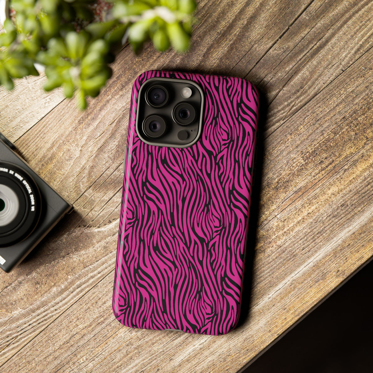 Pink Zebra Tough Phone Case for iPhone, Galaxy, or Google Pixel