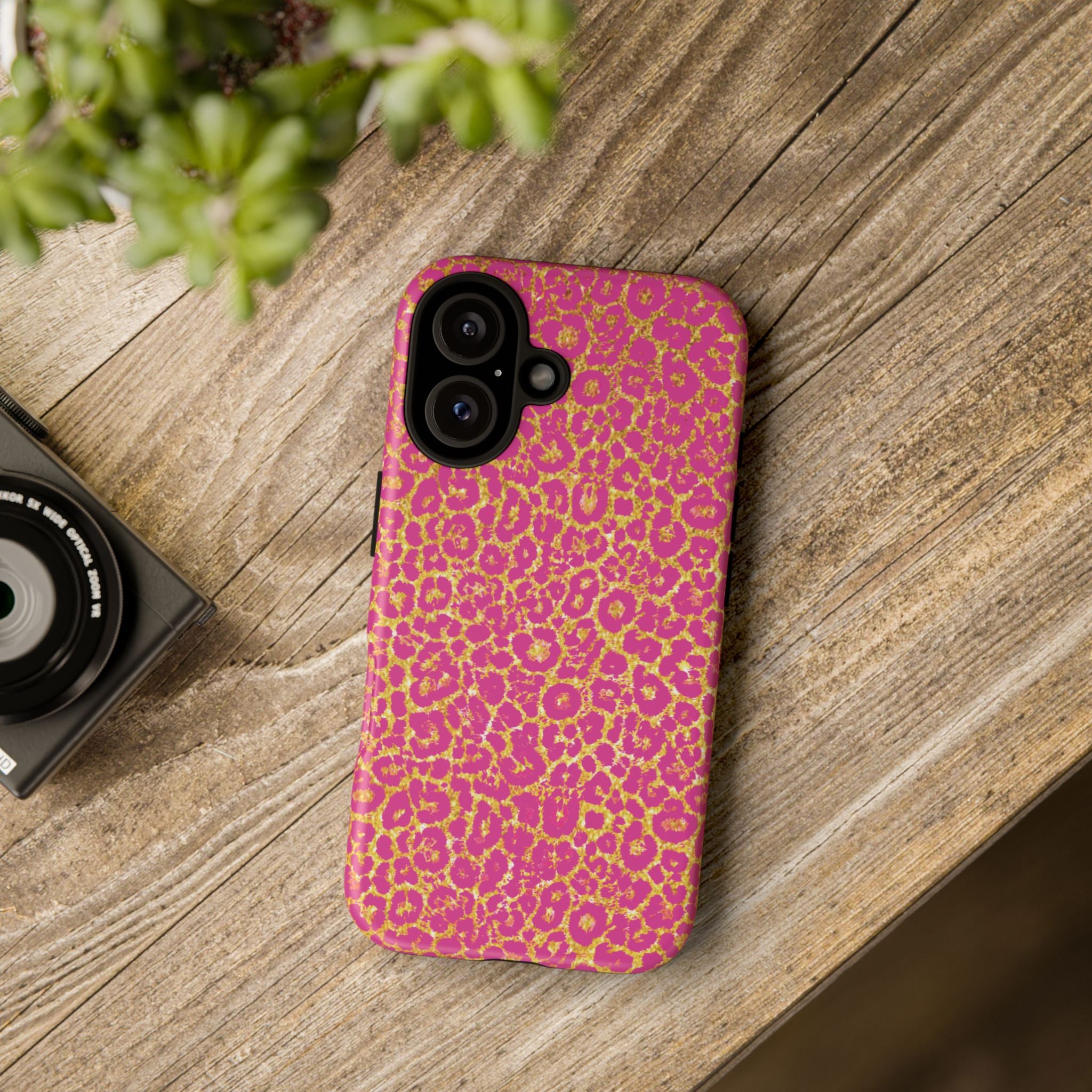 Pink Gold Leopard Tough Case for iPhone, Galaxy, or Google Pixel
