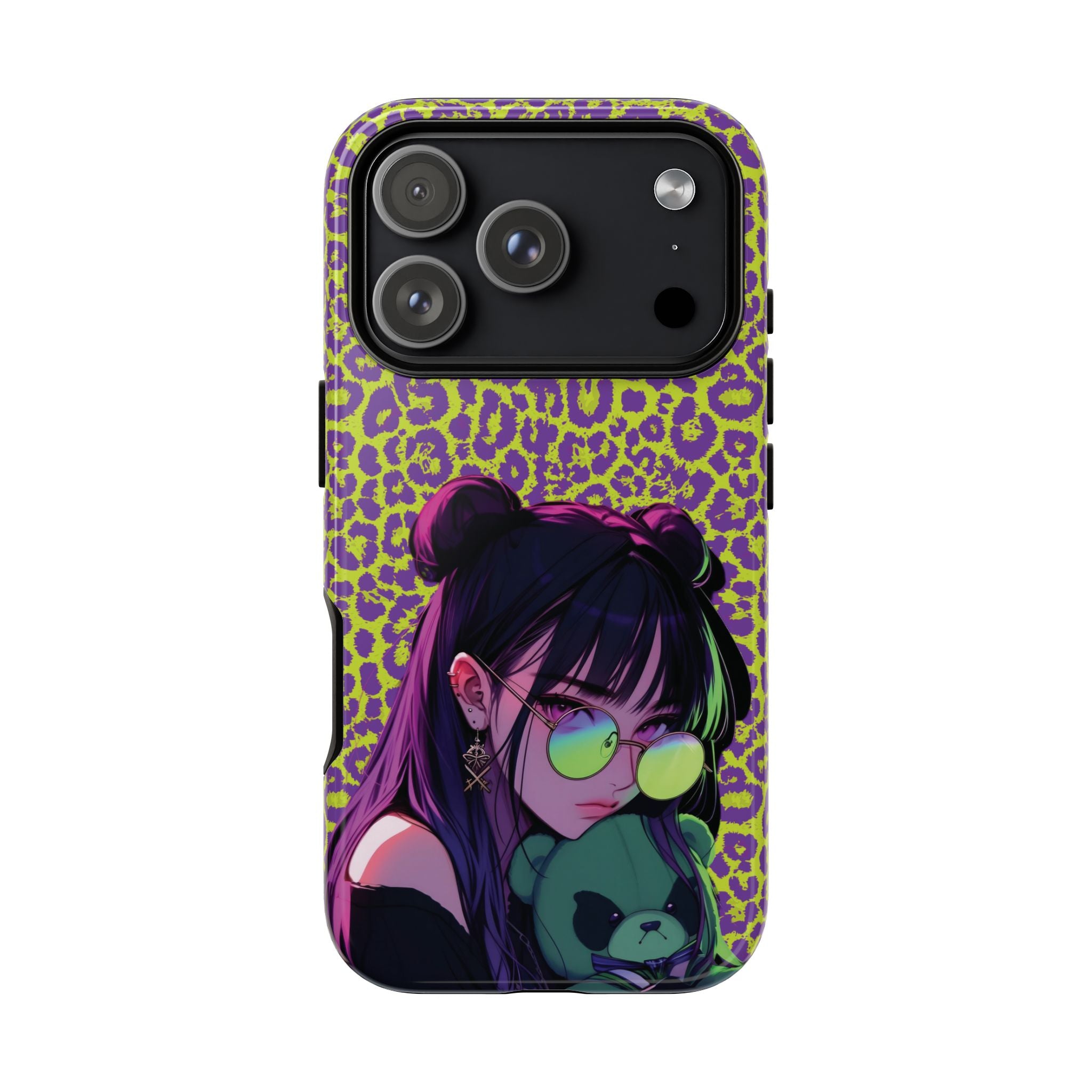Purple Neon Lime Leopard Kz Tough Case for iPhone, Galaxy, or Google Pixel