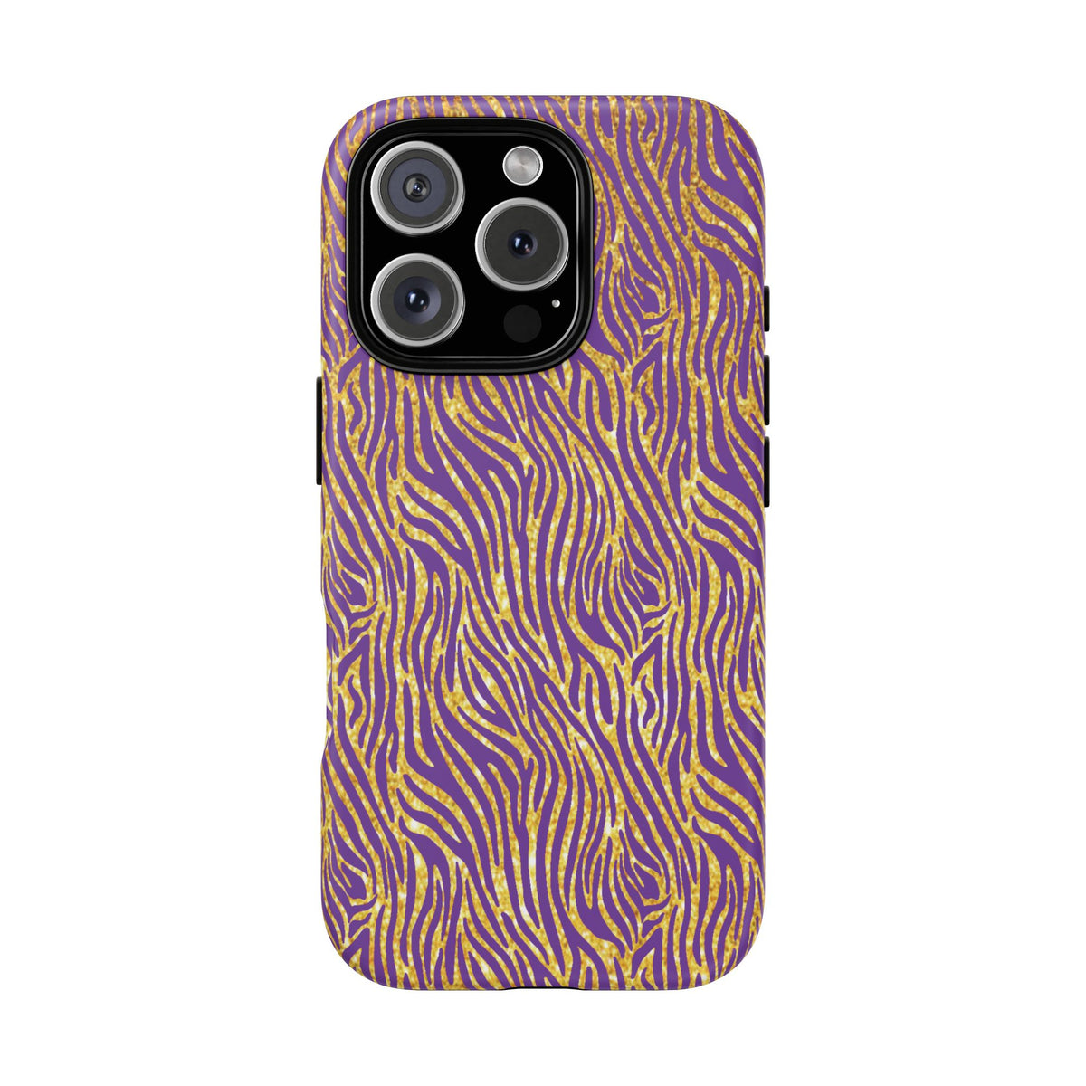 Vibrant Purple Gold Zebra Tough Phone Case iPhone, Galaxy, or Google Pixel