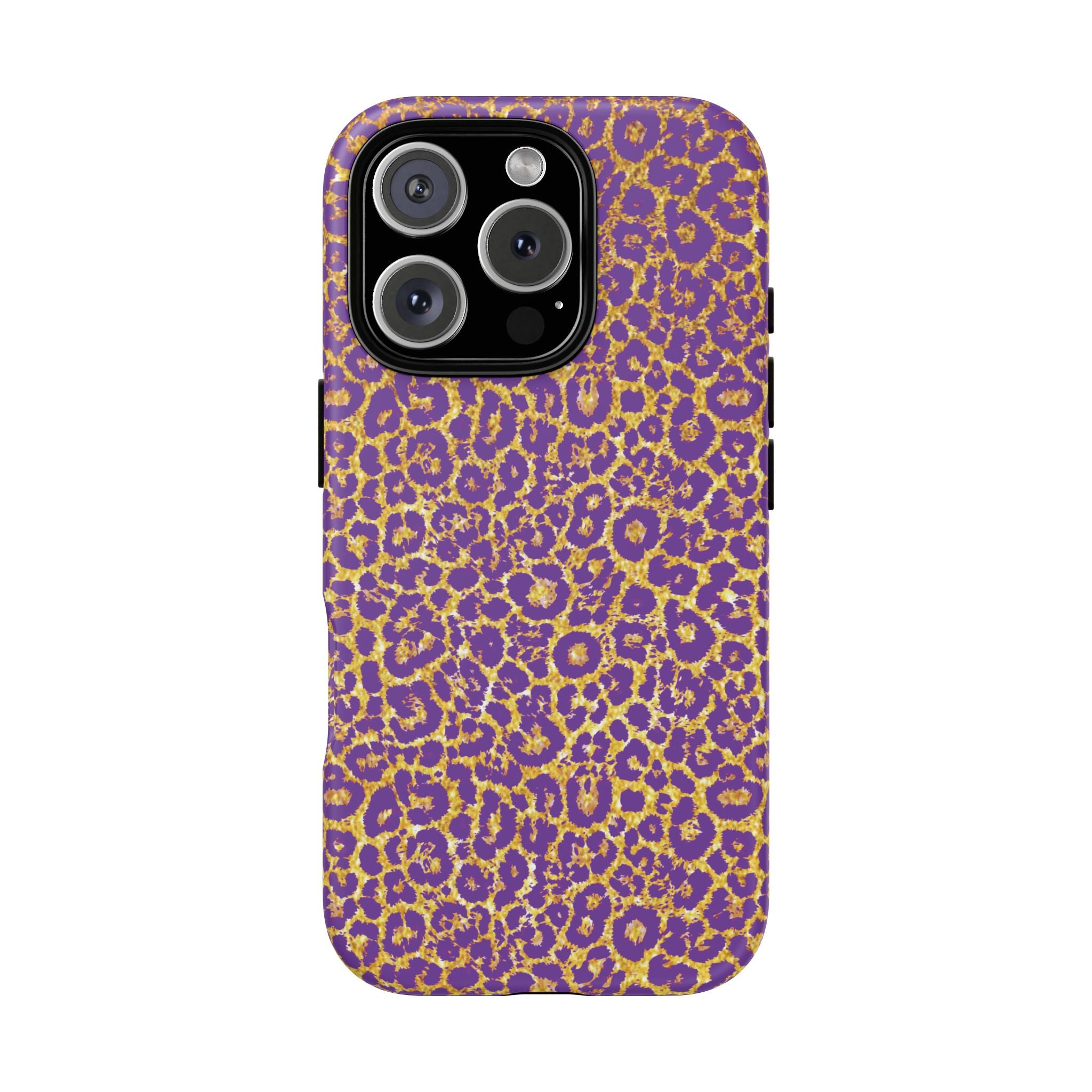 Purple Gold Leopard Tough Phone Case for iPhone, Galaxy, or Google Pixel