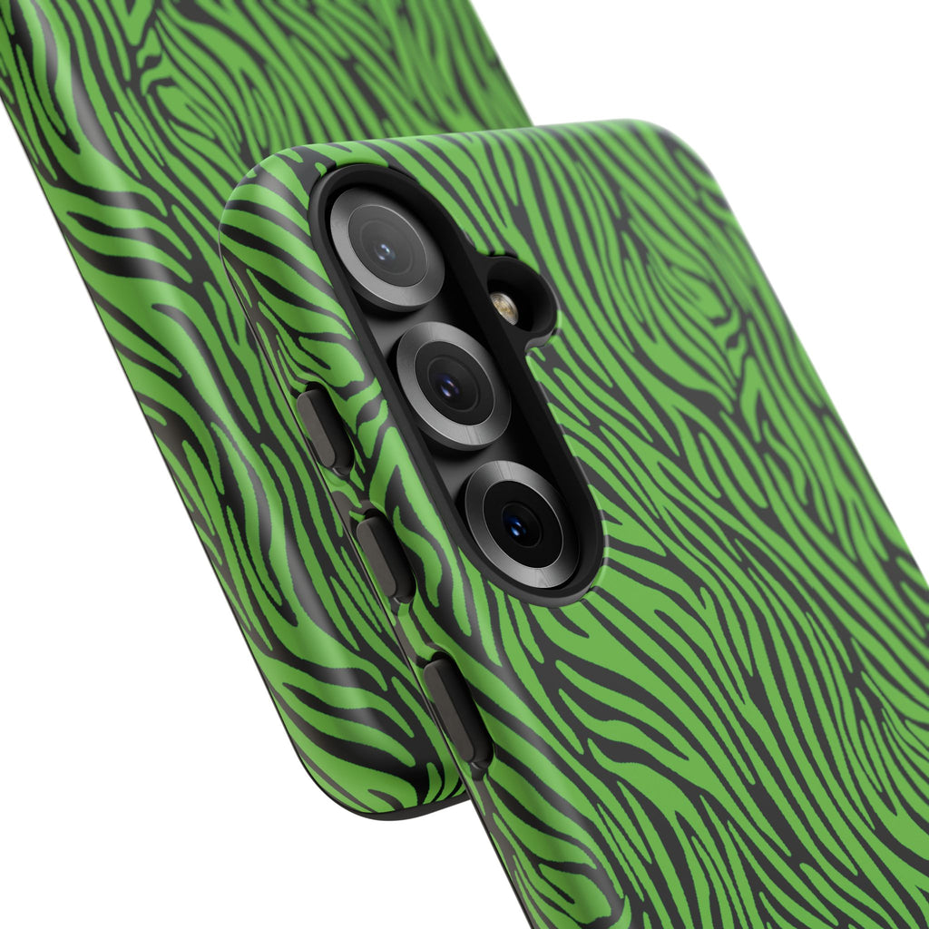 Neon Green Zebra Tough Phone Case iPhone, Galaxy, or Google Pixel