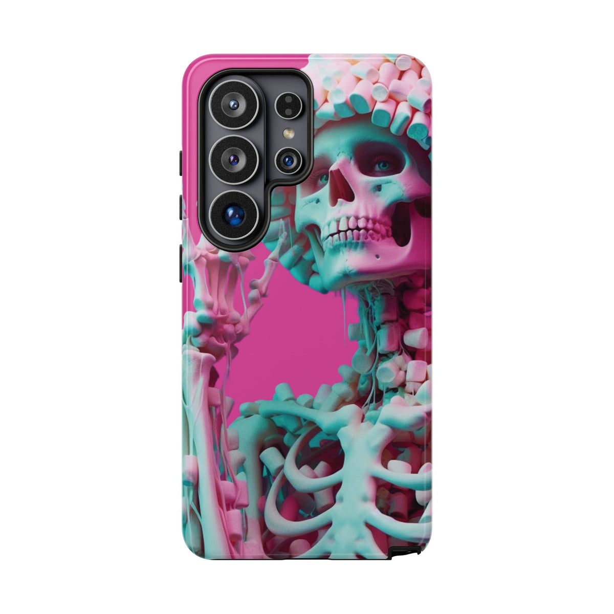 Neon Pink Skeleton Tough Phone Case for iPhone, Galaxy and Google Pixel