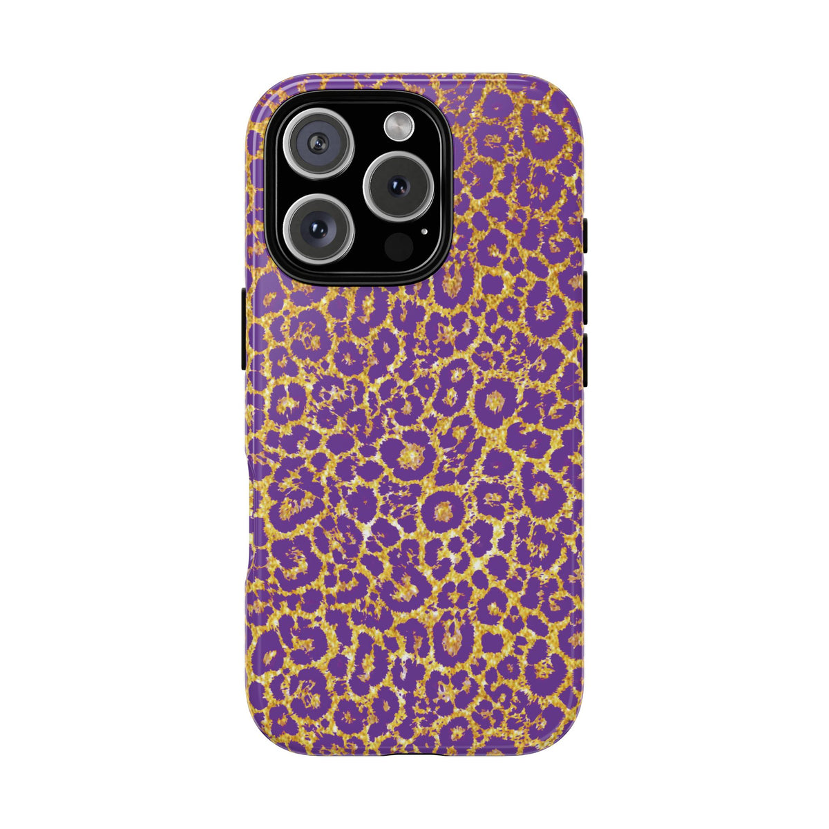 Purple Gold Leopard Tough Phone Case for iPhone, Galaxy, or Google Pixel